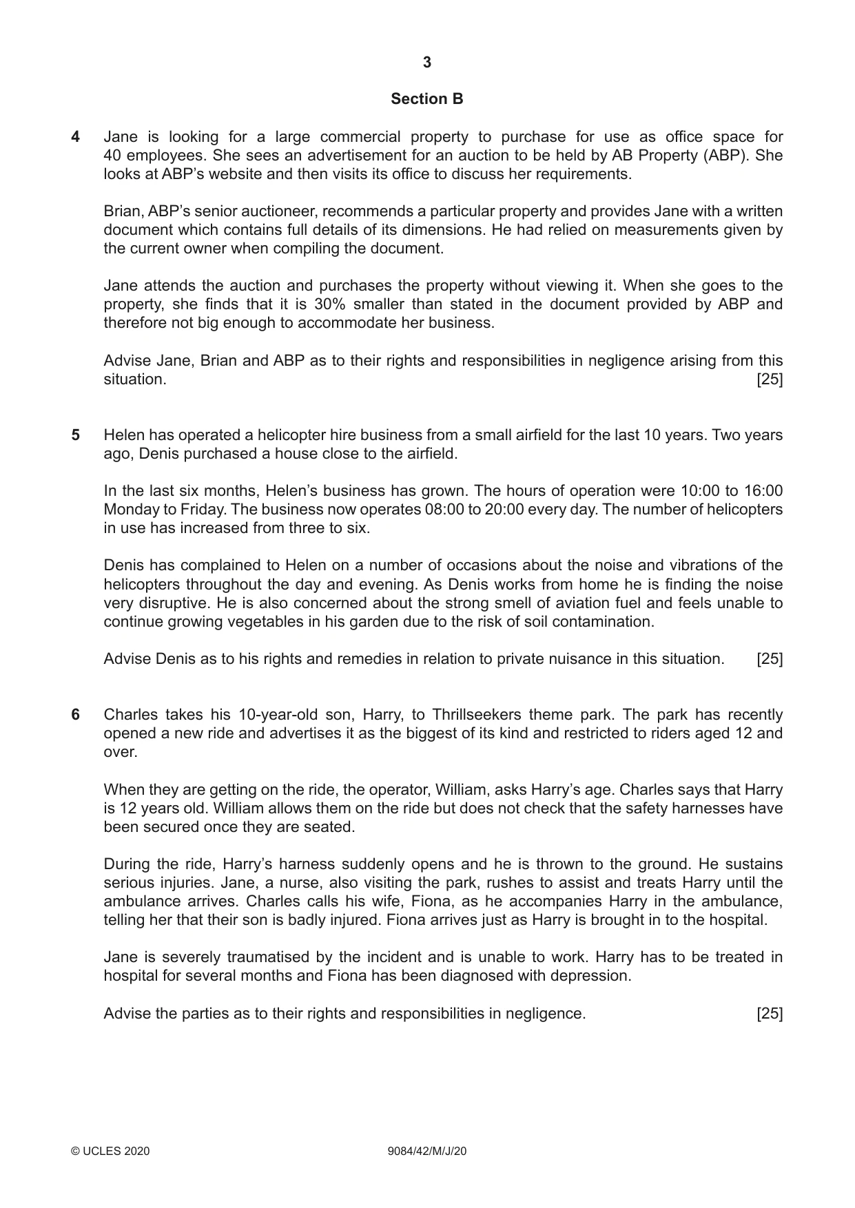 Cambridge A Level Law 9084 2020 May/June Paper 4 · Variant 2 question paper, page 3 of 4