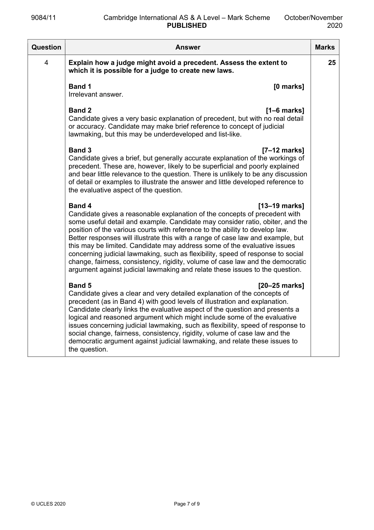 Mark scheme, page 7 of 9