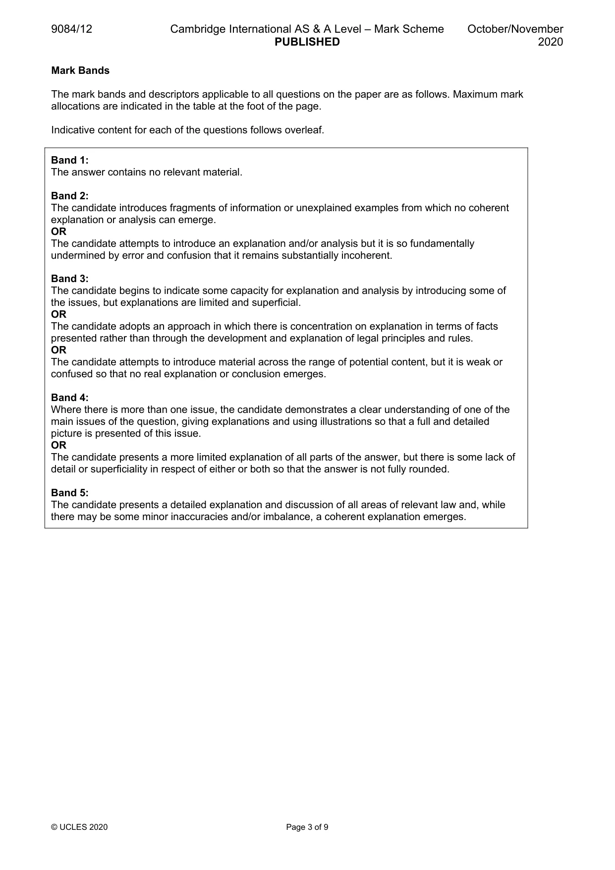 Mark scheme, page 3 of 9