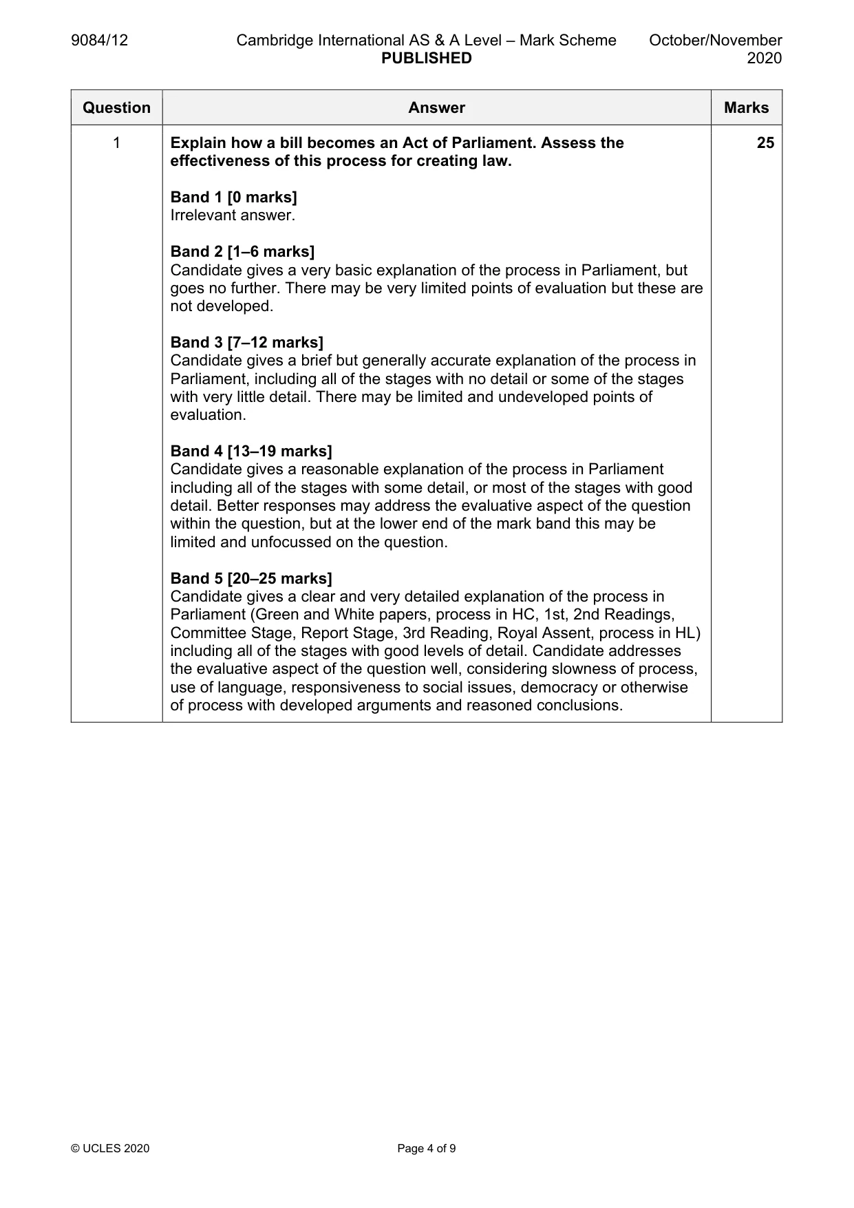 Mark scheme, page 4 of 9
