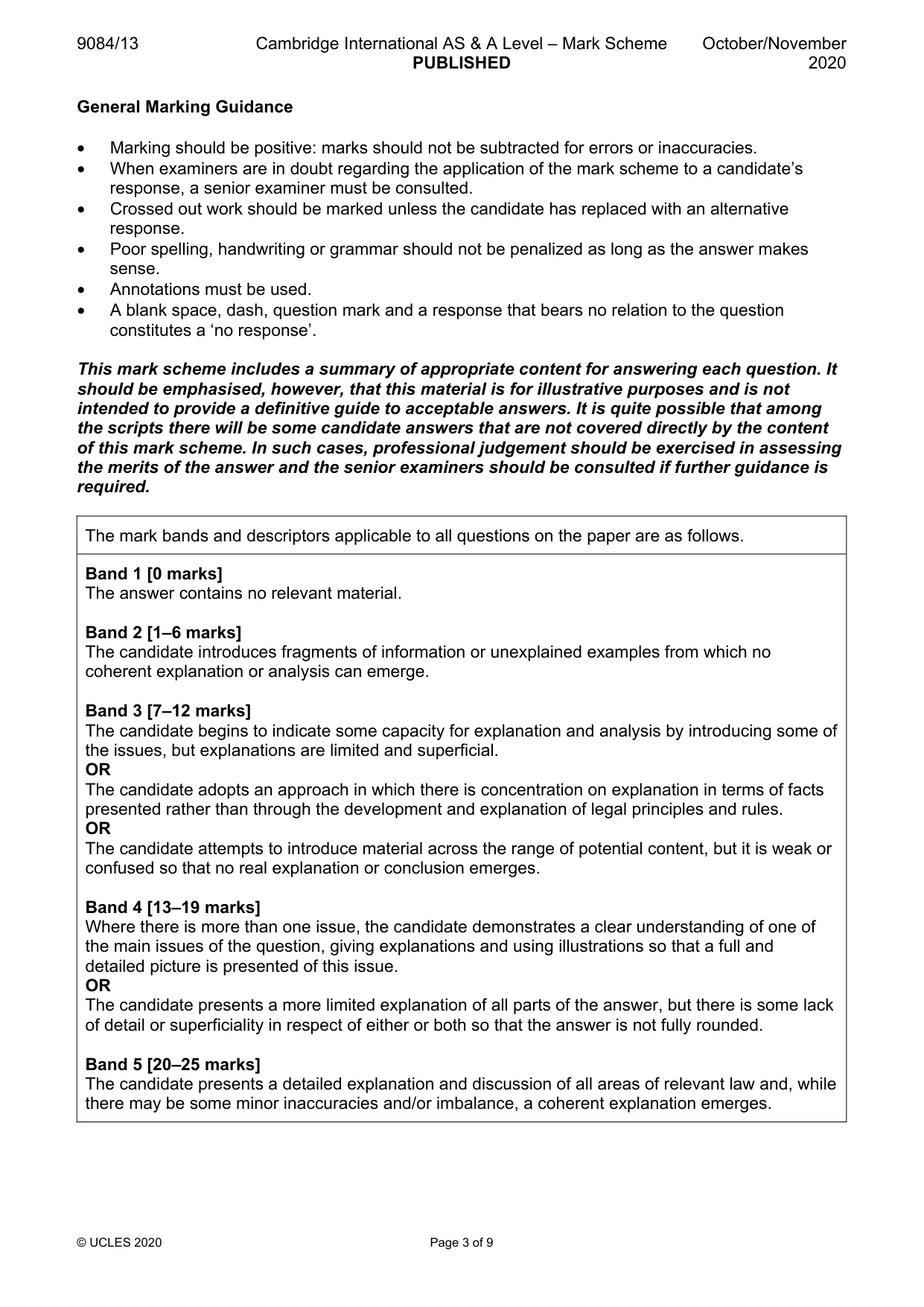 Mark scheme, page 3 of 9