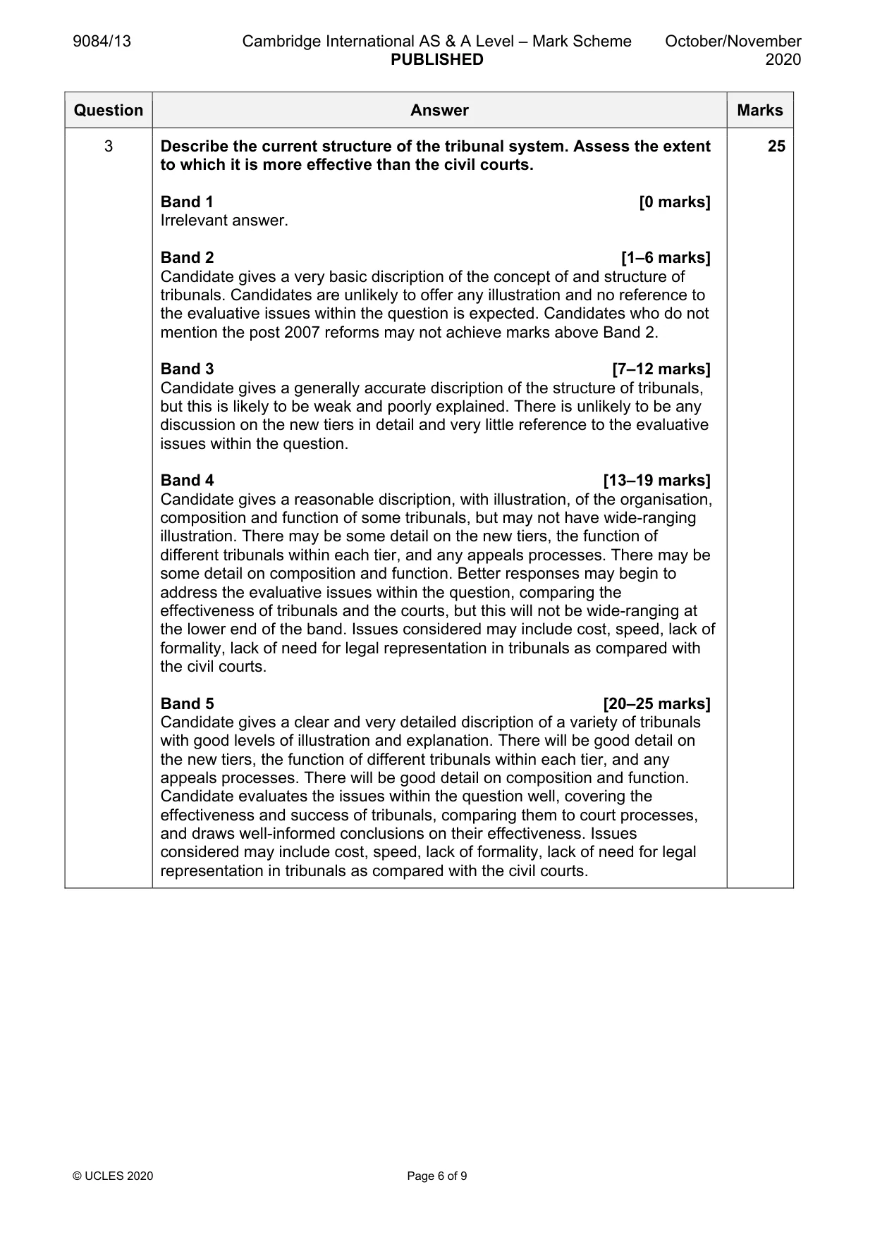 Mark scheme, page 6 of 9