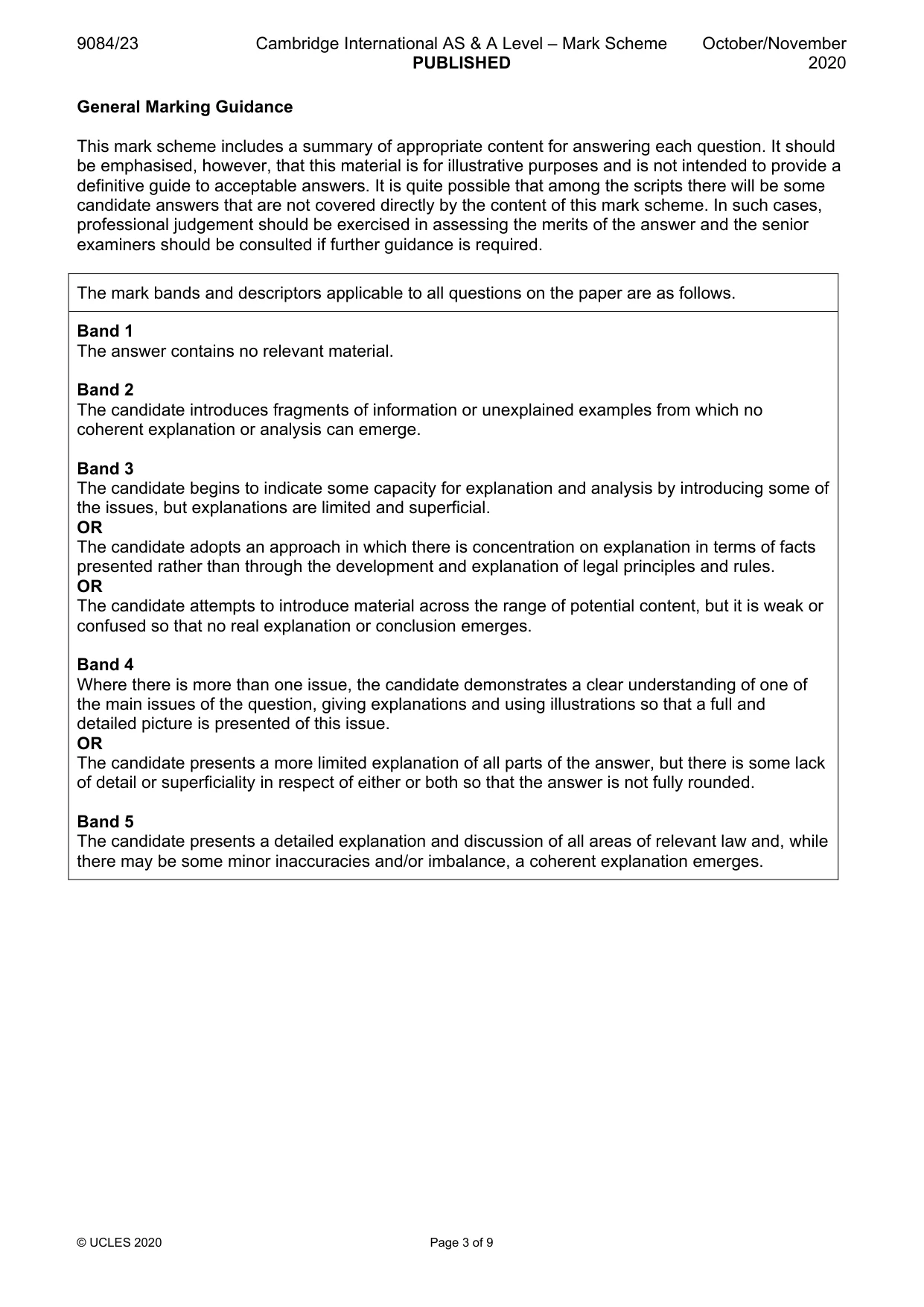 Mark scheme, page 3 of 9