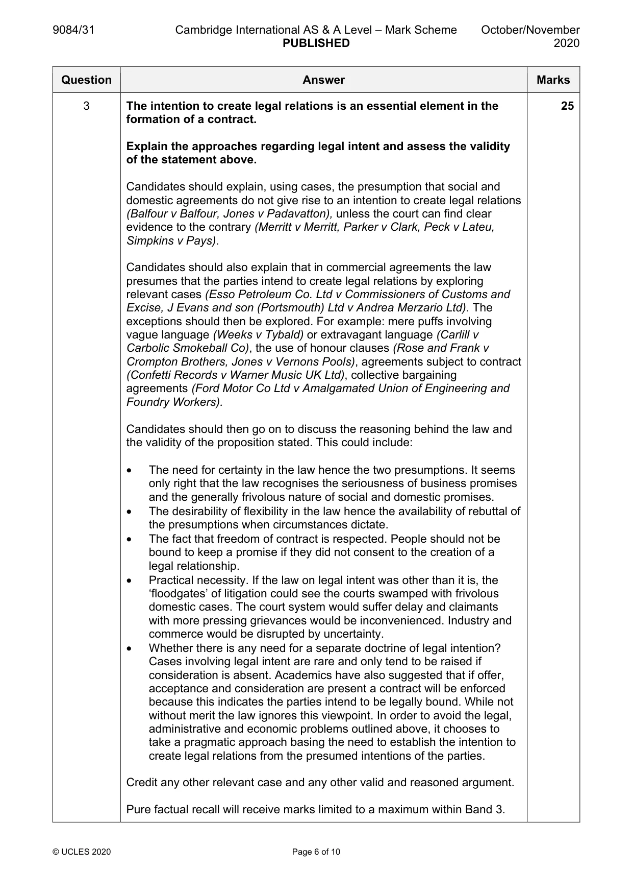 Mark scheme, page 6 of 10