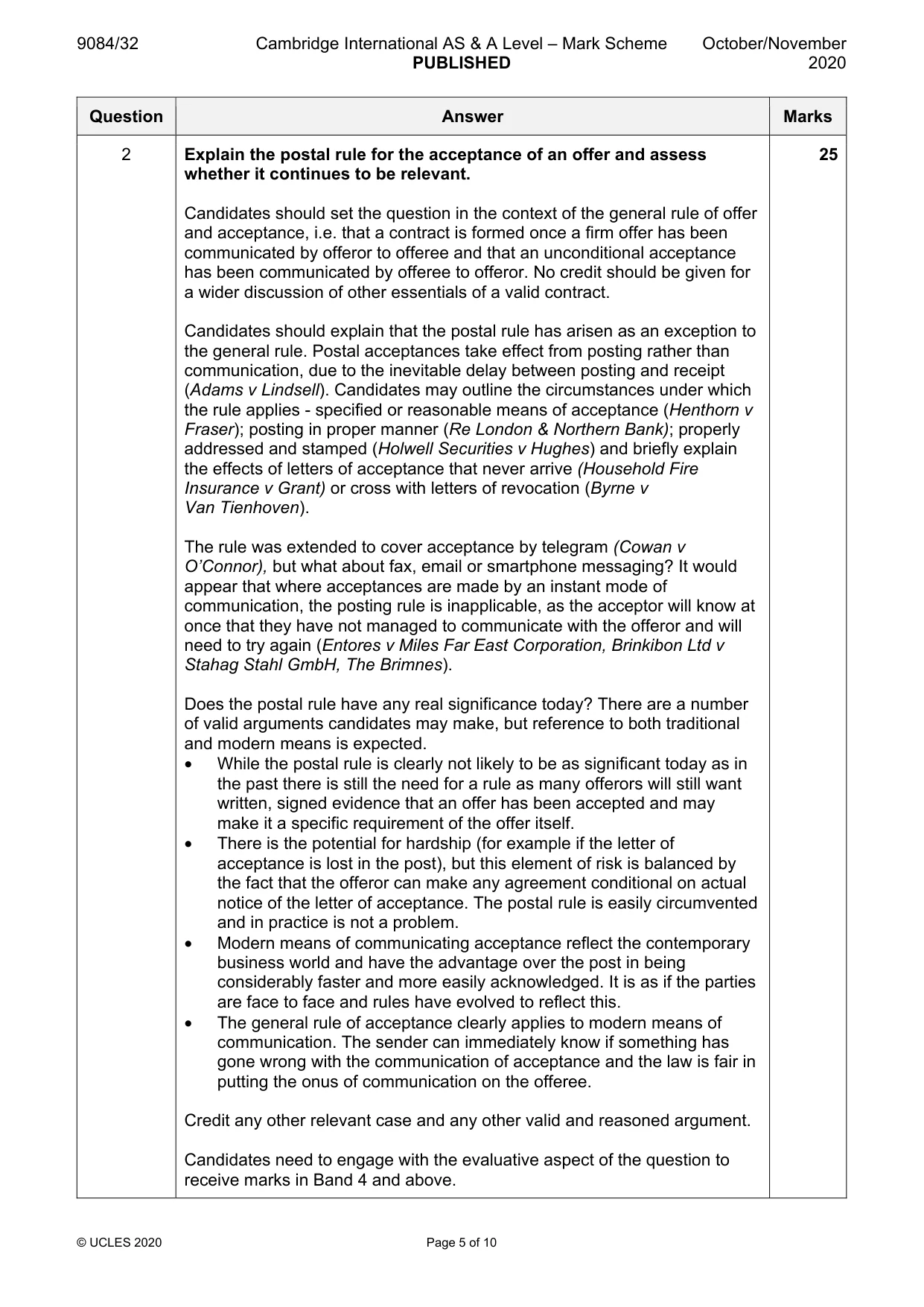 Mark scheme, page 5 of 10
