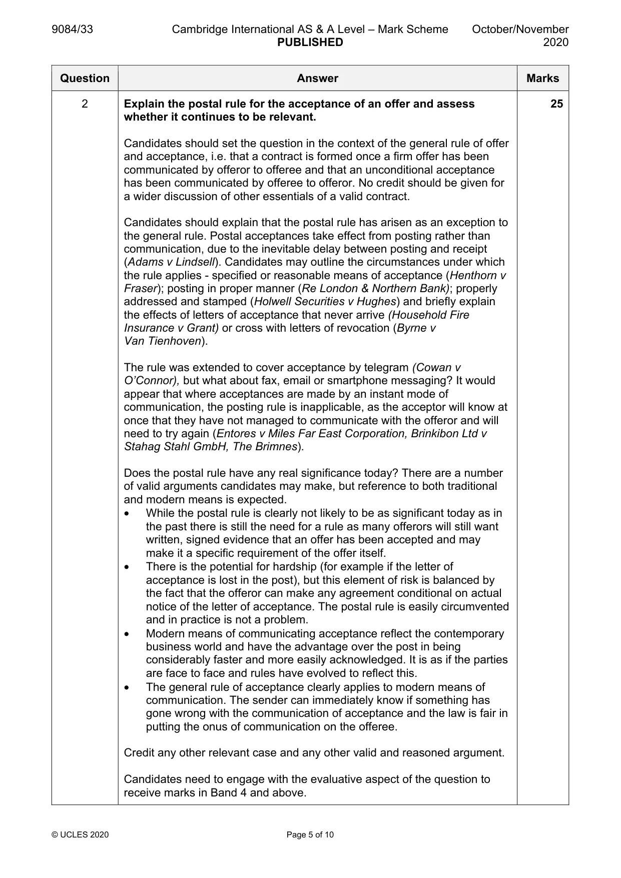 Mark scheme, page 5 of 10