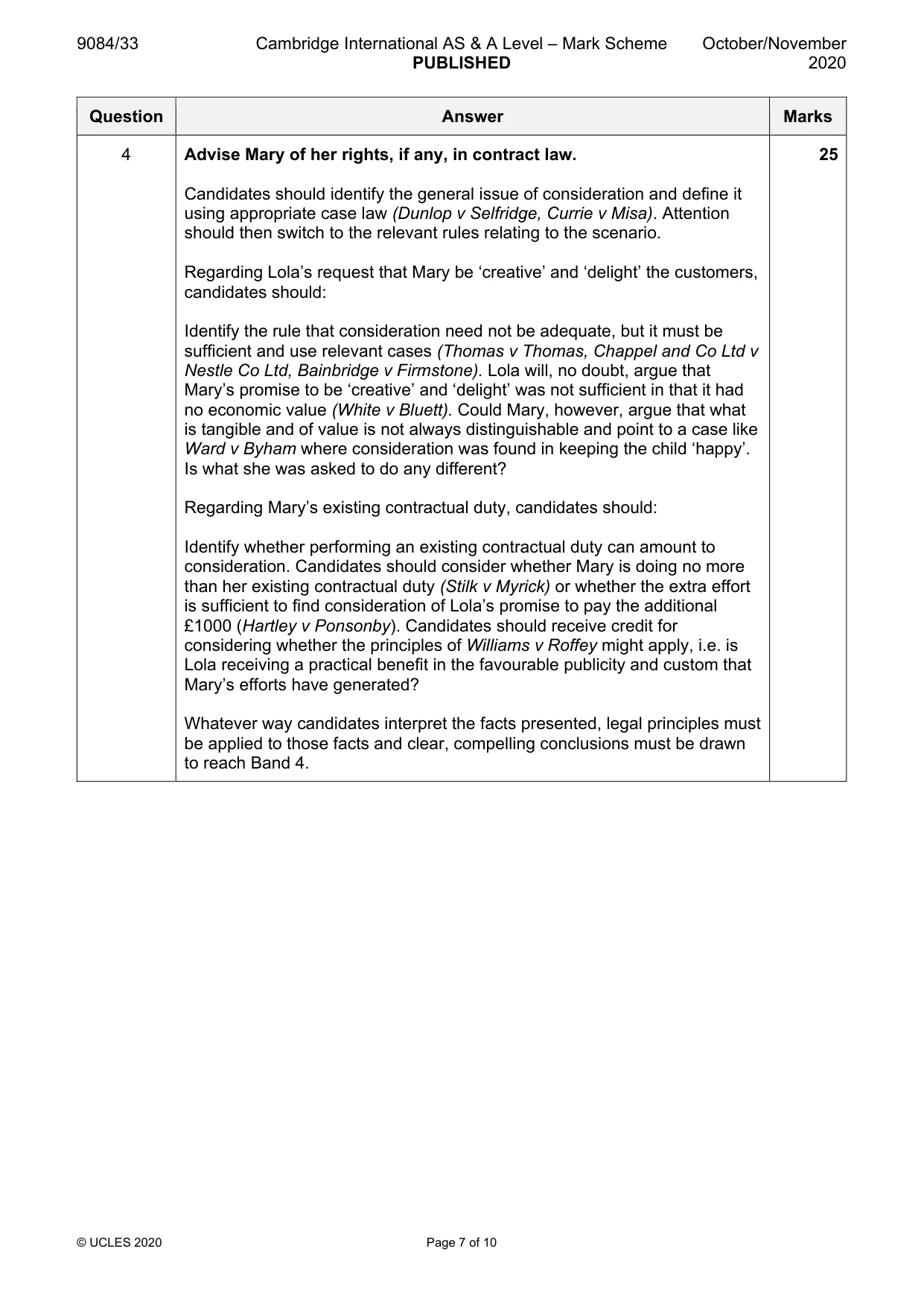 Mark scheme, page 7 of 10
