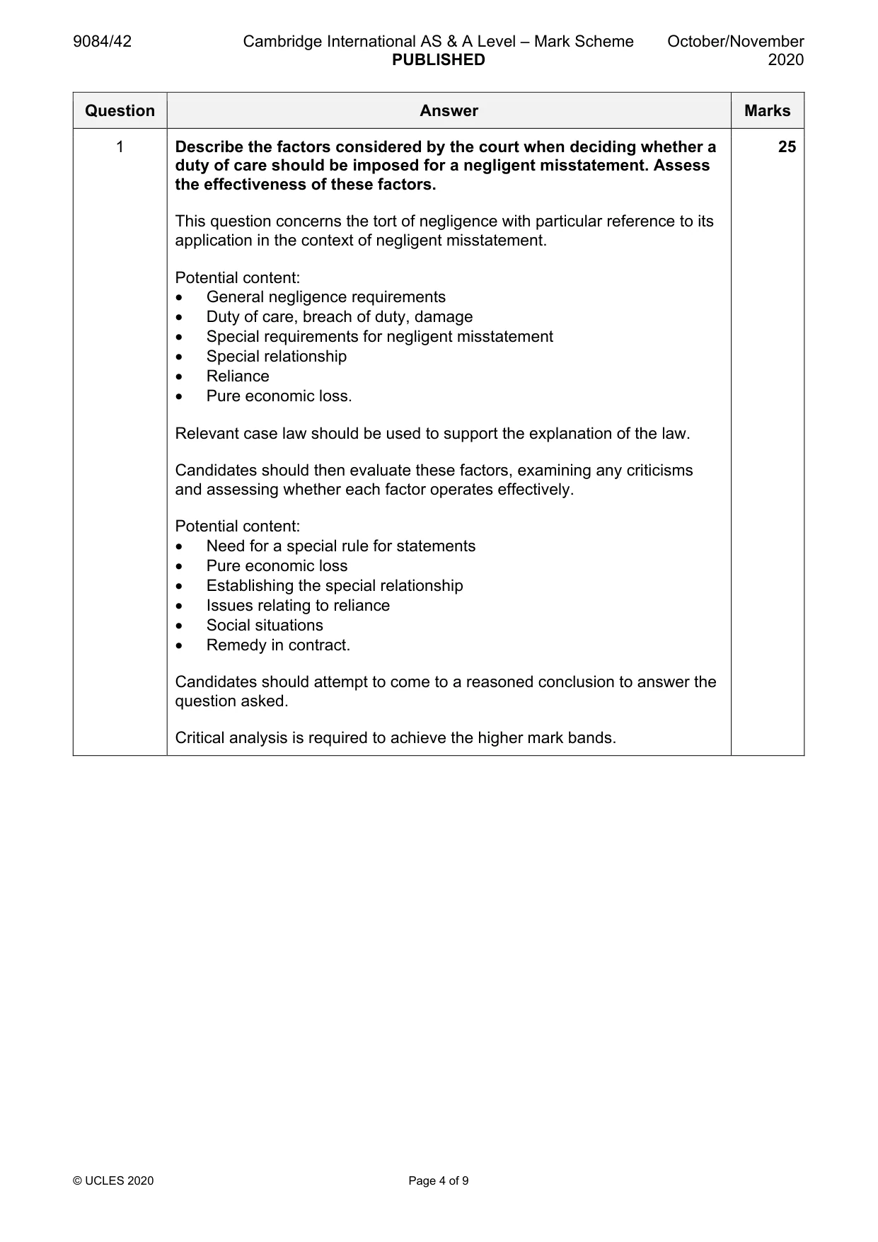 Mark scheme, page 4 of 9