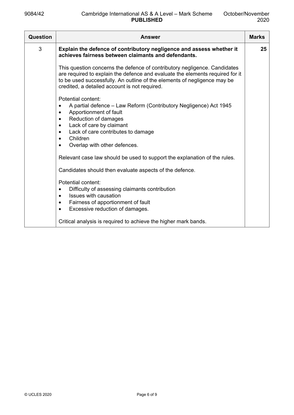 Mark scheme, page 6 of 9