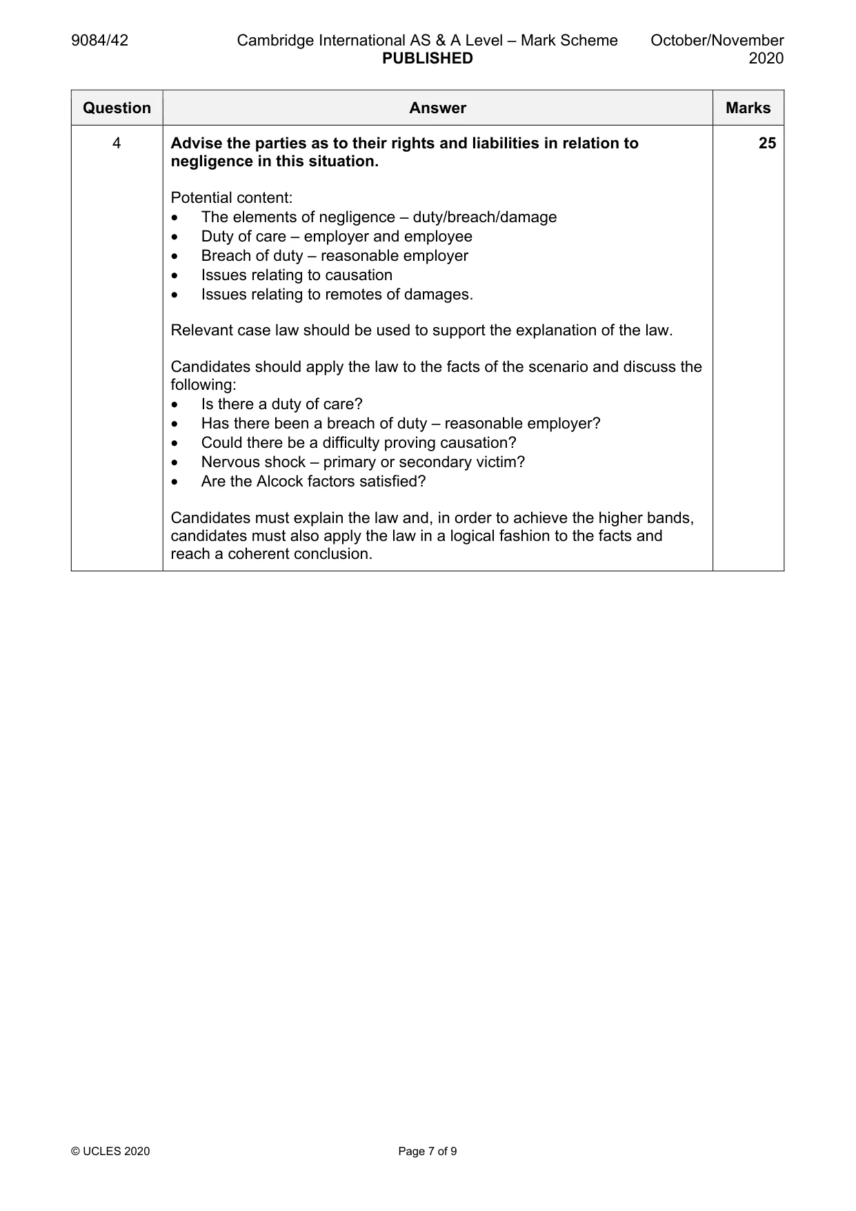 Mark scheme, page 7 of 9