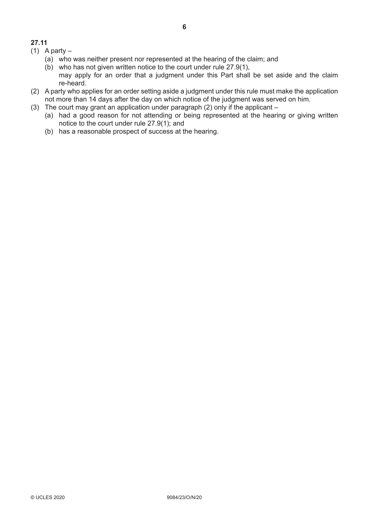 Cambridge A Level Law 9084 2020 Oct/Nov Paper 2 · Variant 3 question paper, page 6 of 8