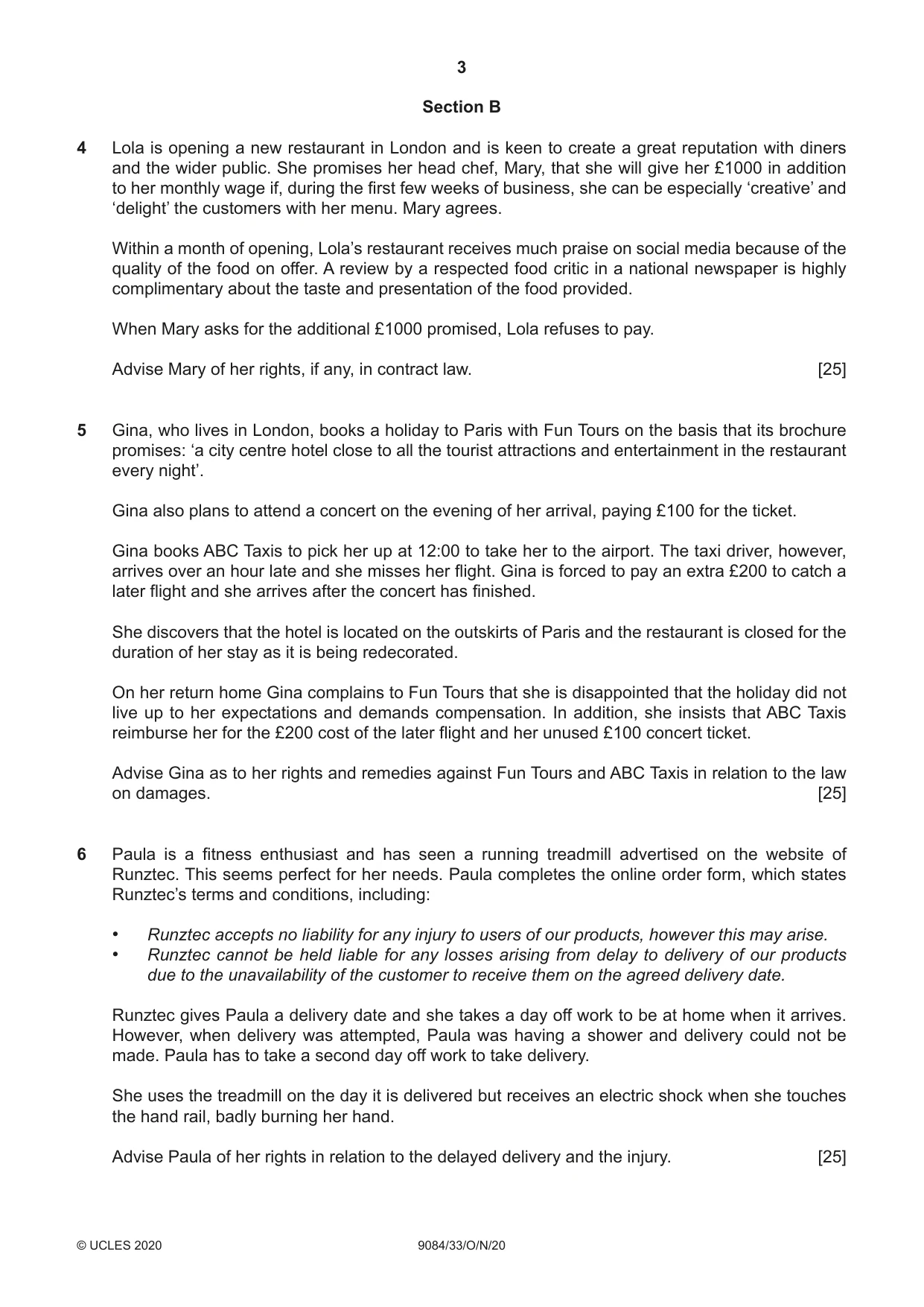 Cambridge A Level Law 9084 2020 Oct/Nov Paper 3 · Variant 3 question paper, page 3 of 4