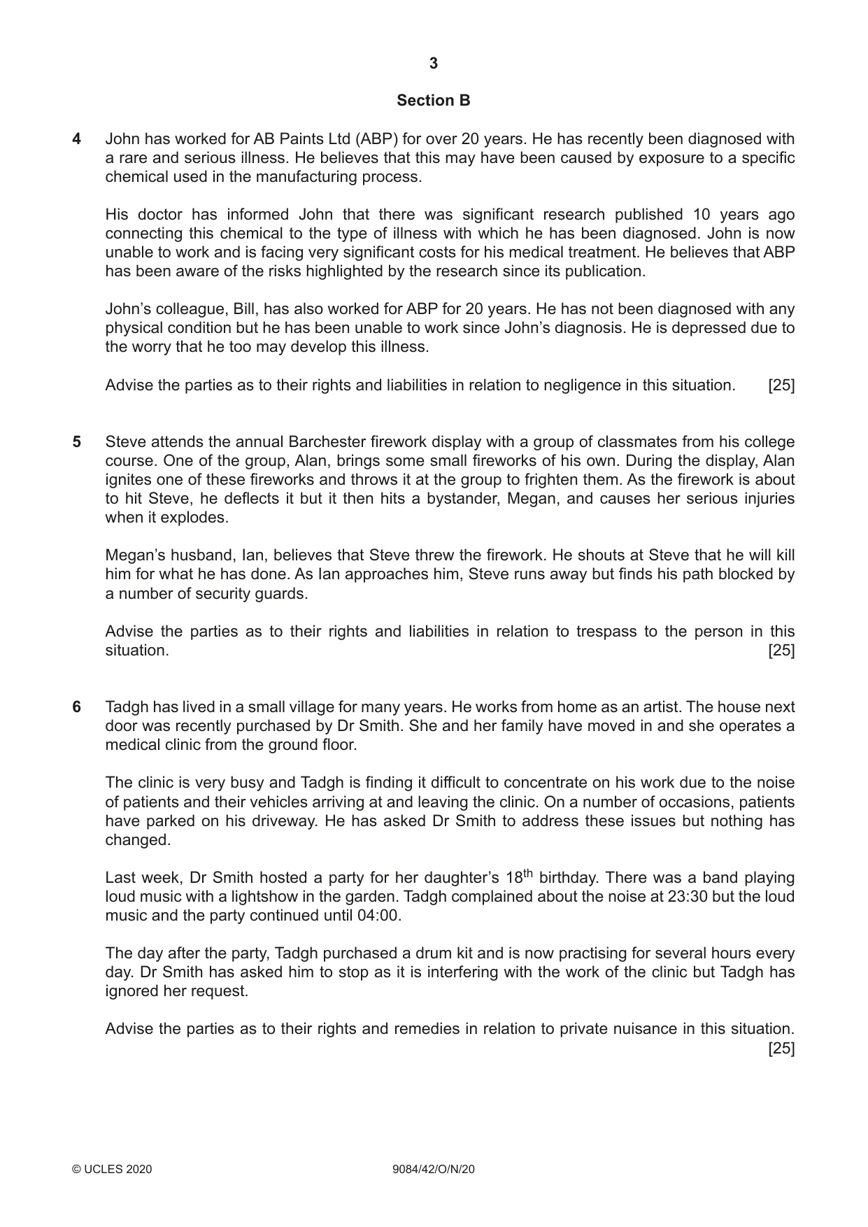 Cambridge A Level Law 9084 2020 Oct/Nov Paper 4 · Variant 2 question paper, page 3 of 4