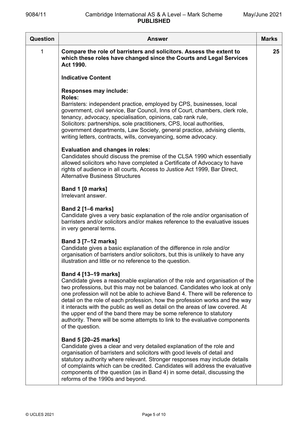 Mark scheme, page 5 of 10