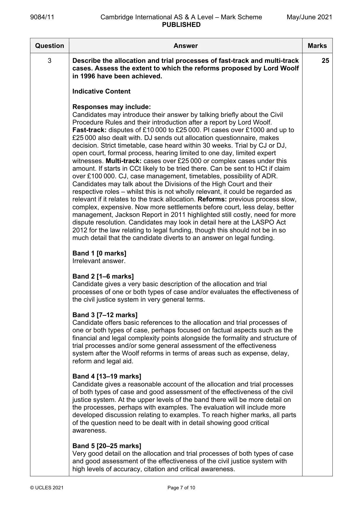 Mark scheme, page 7 of 10