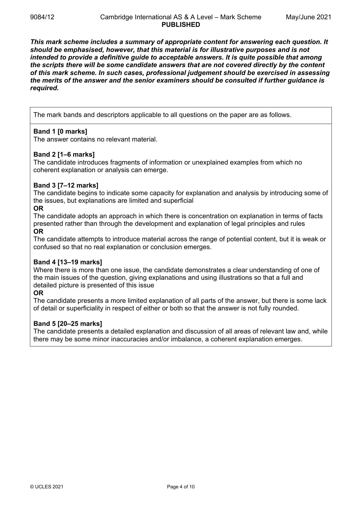 Mark scheme, page 4 of 10