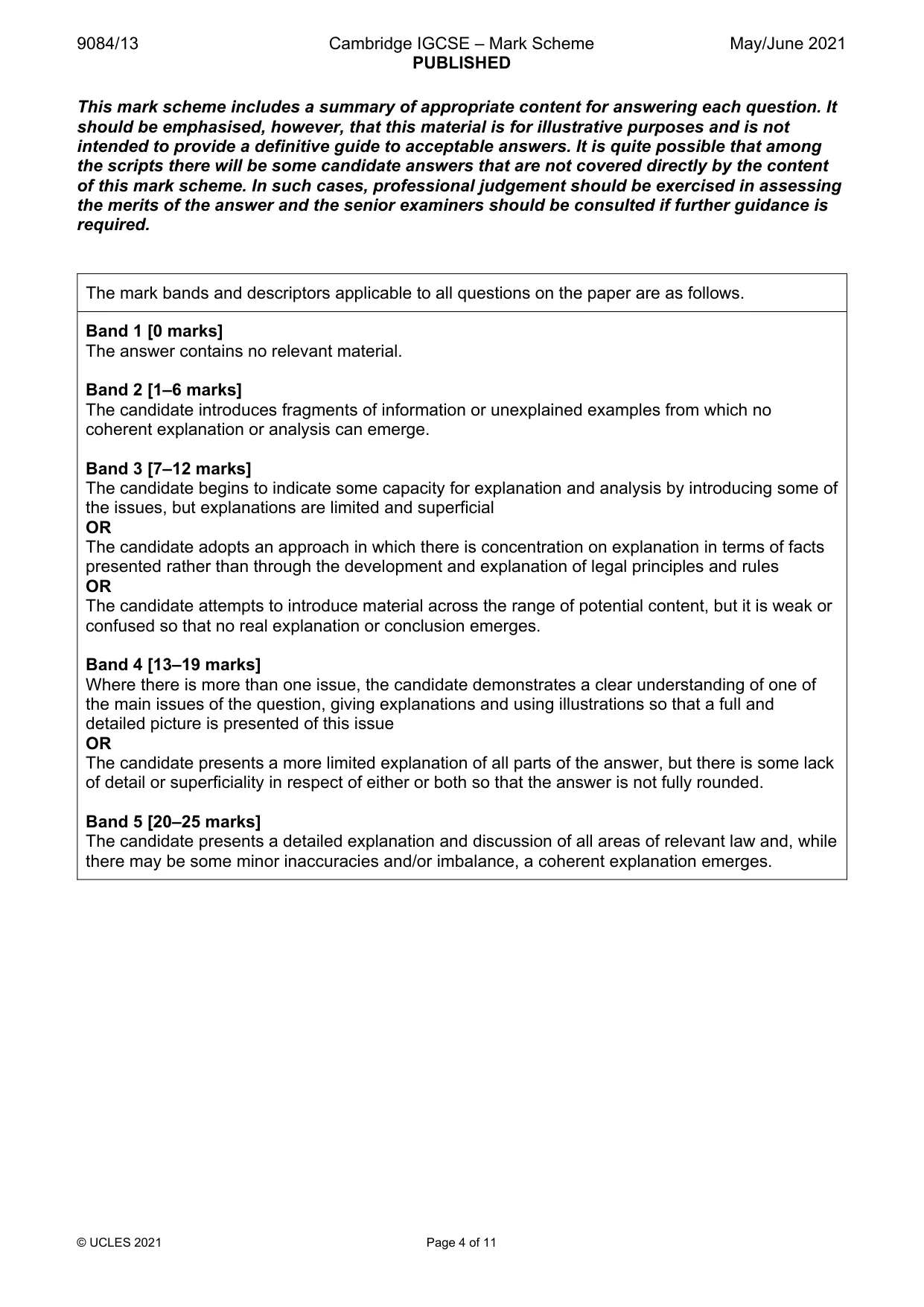 Mark scheme, page 4 of 11