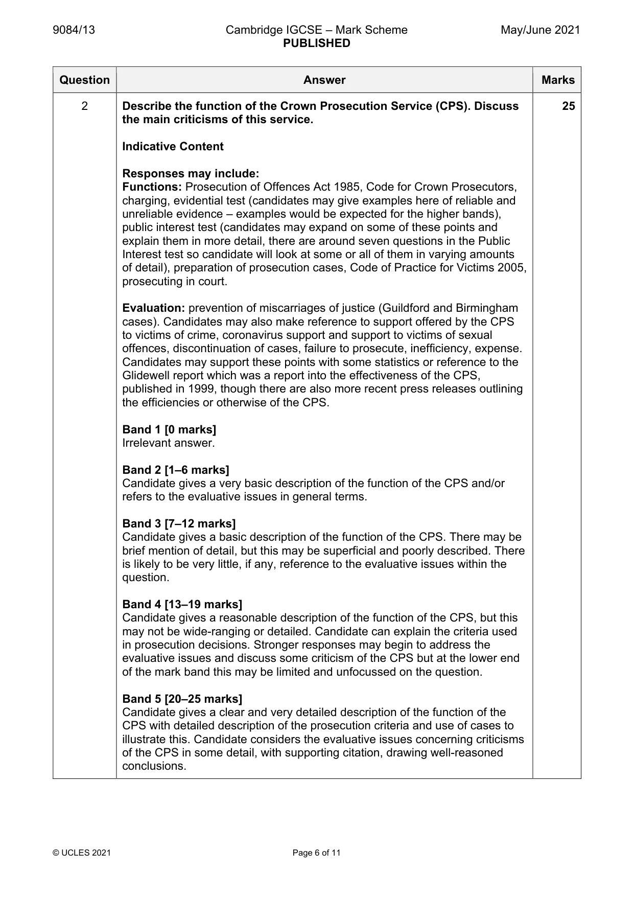 Mark scheme, page 6 of 11