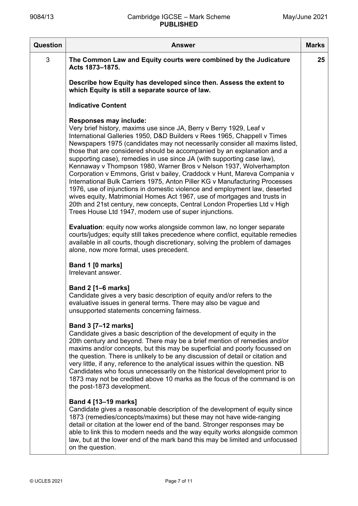 Mark scheme, page 7 of 11