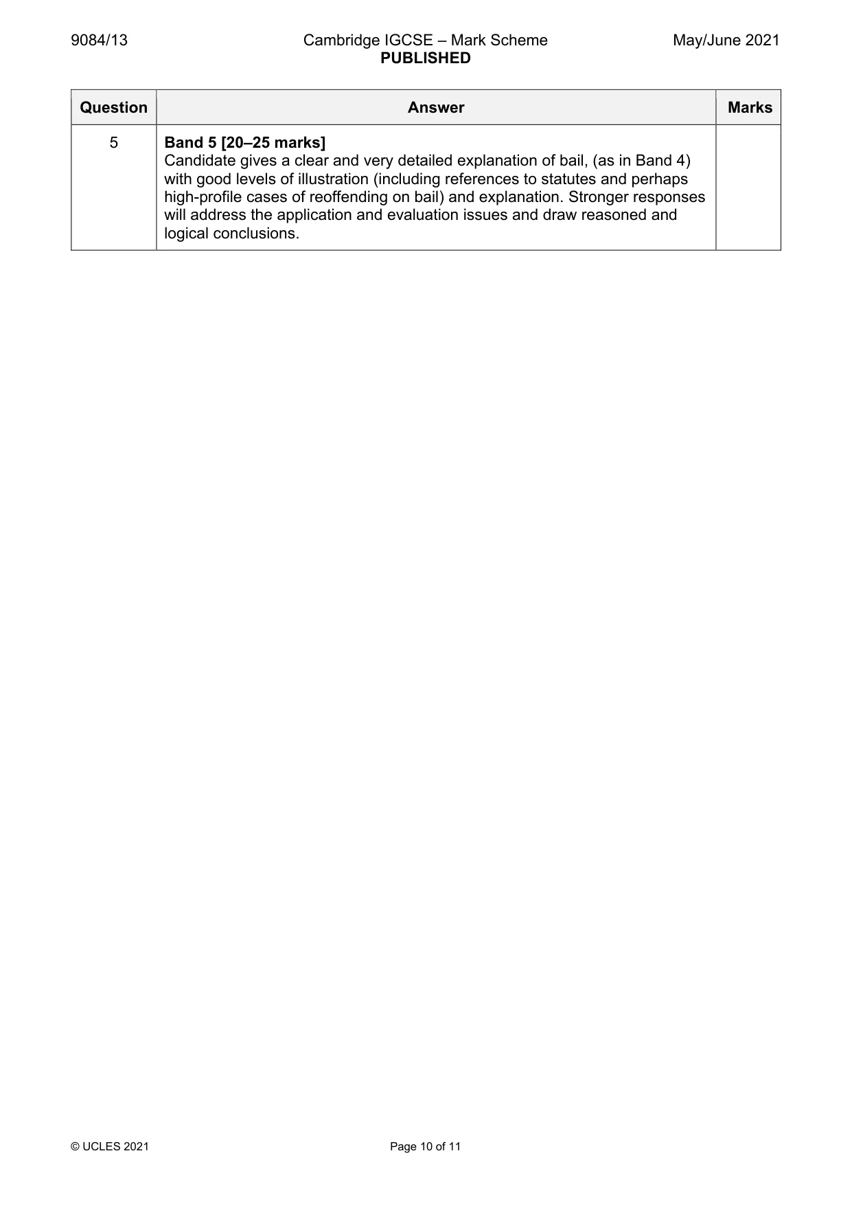 Mark scheme, page 10 of 11