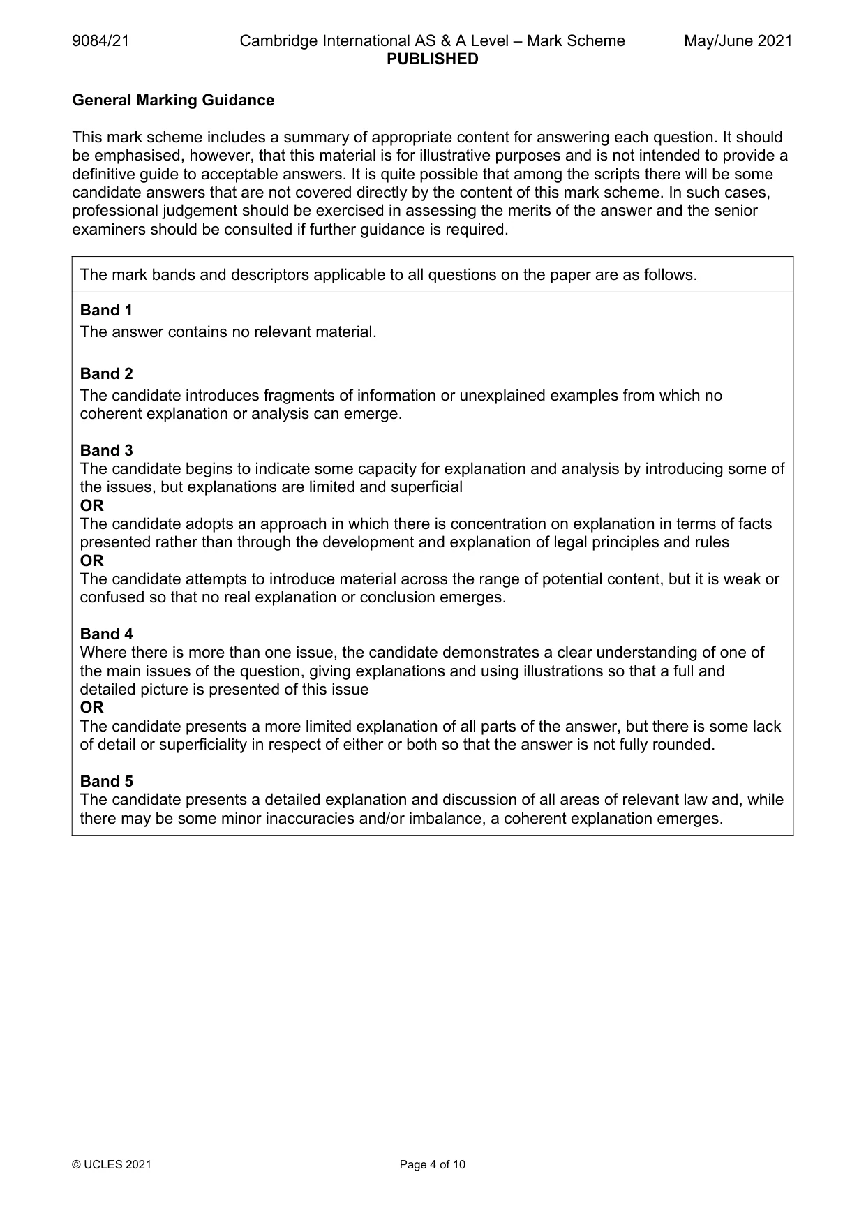 Mark scheme, page 4 of 10