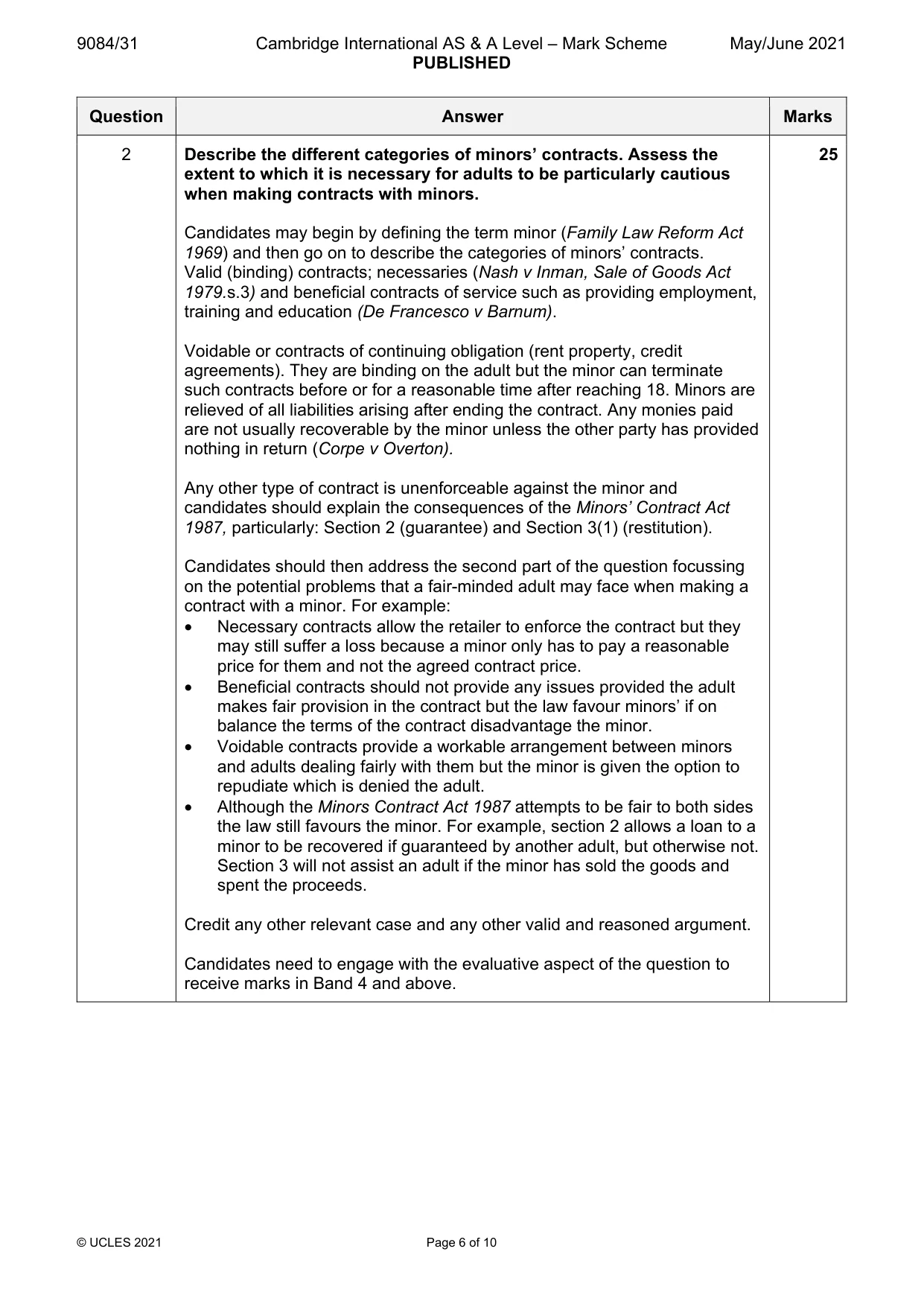 Mark scheme, page 6 of 10