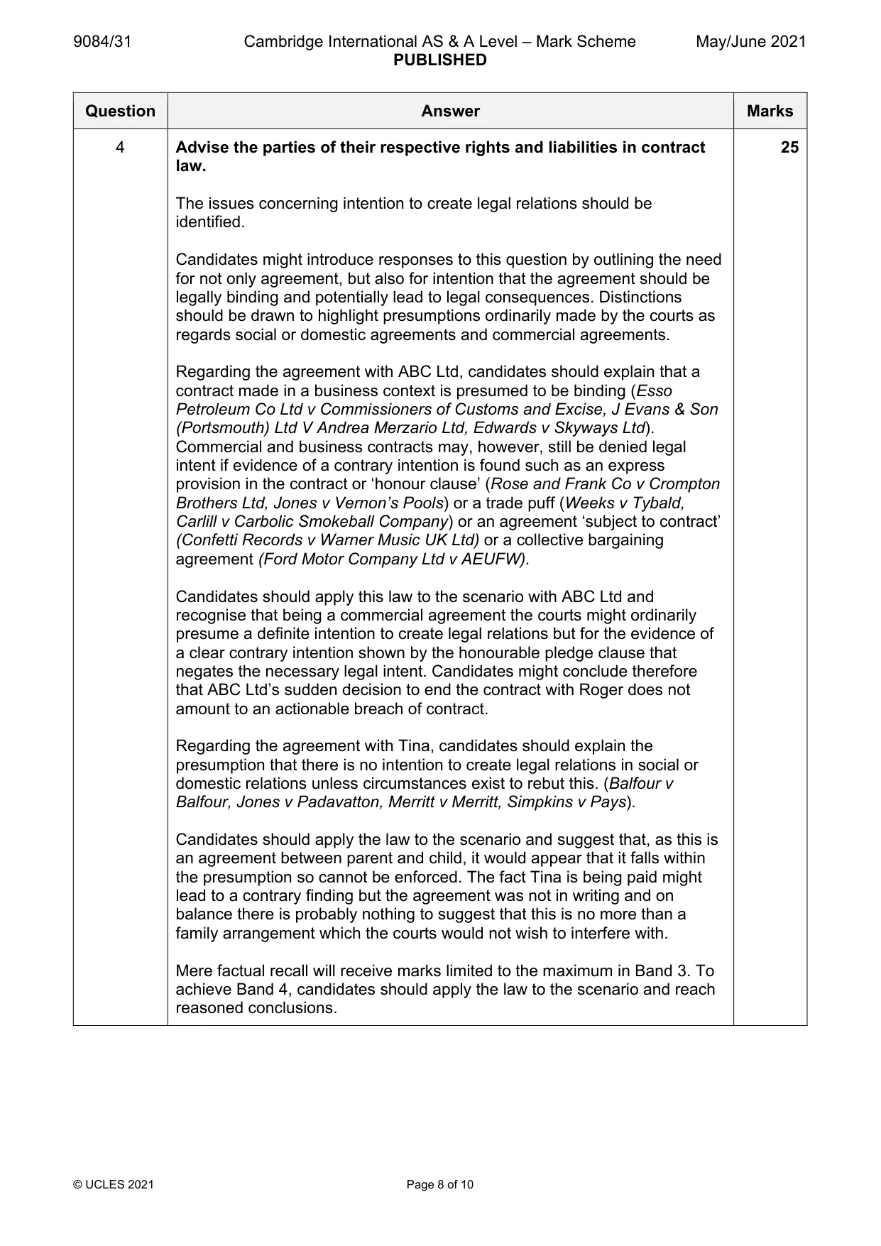 Mark scheme, page 8 of 10