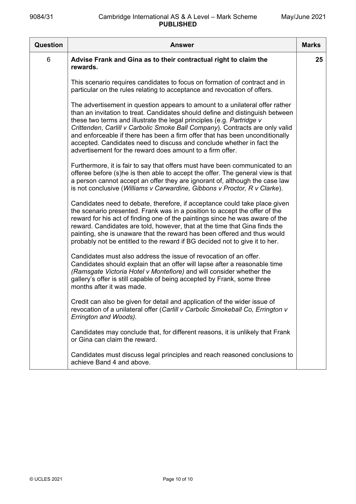 Mark scheme, page 10 of 10