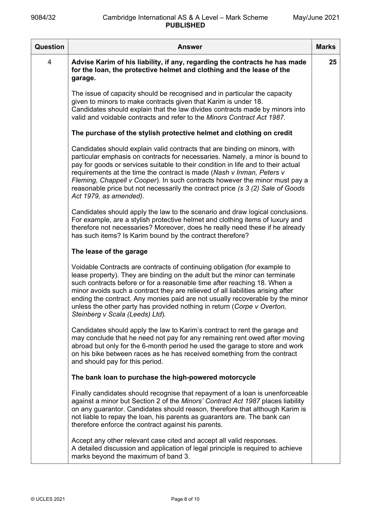 Mark scheme, page 8 of 10