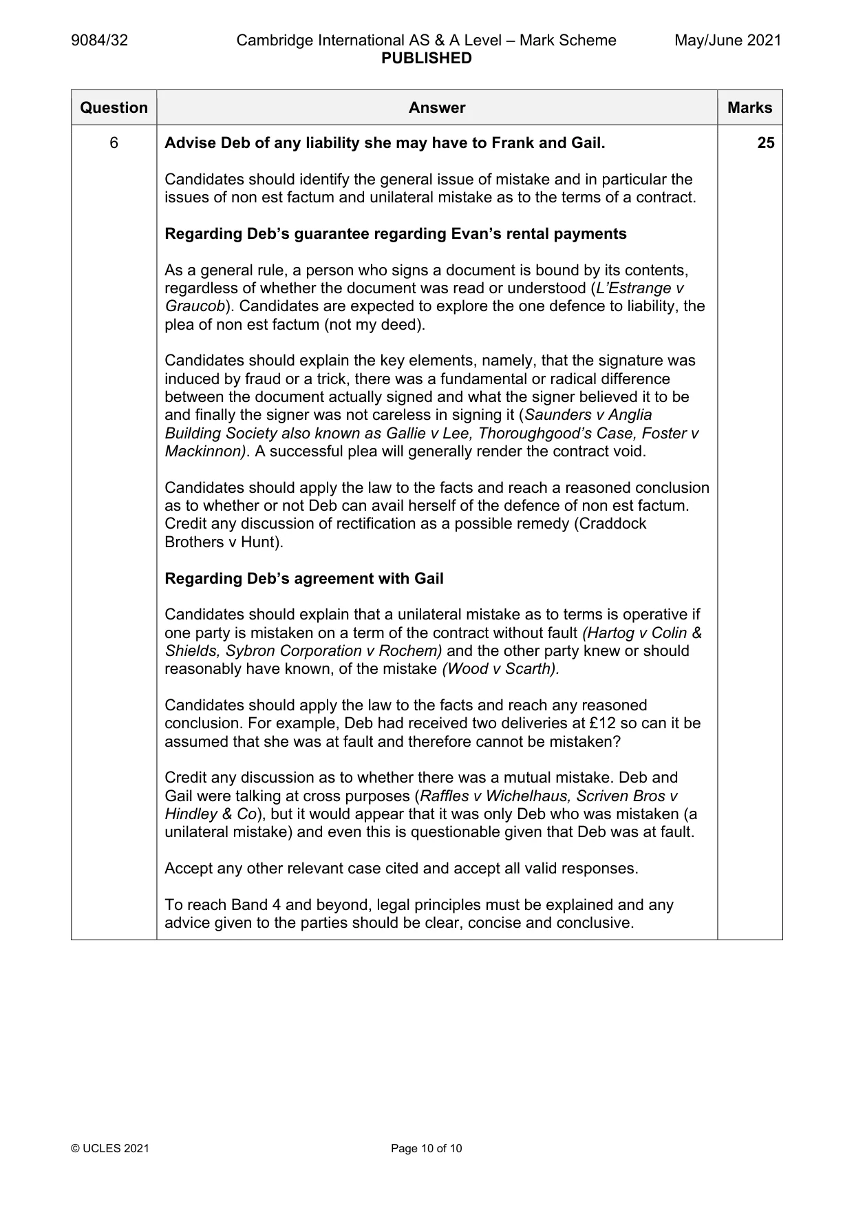 Mark scheme, page 10 of 10