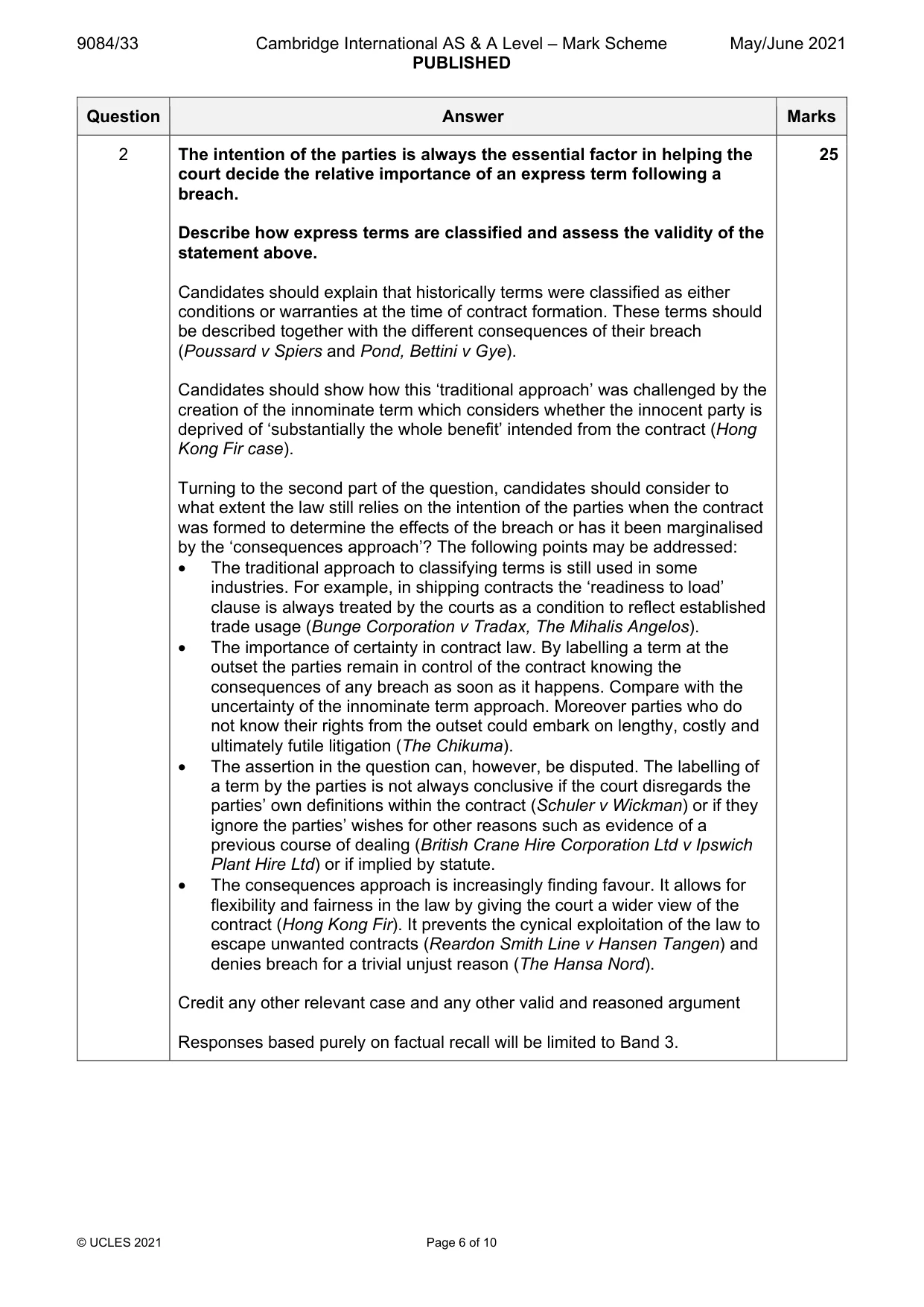 Mark scheme, page 6 of 10