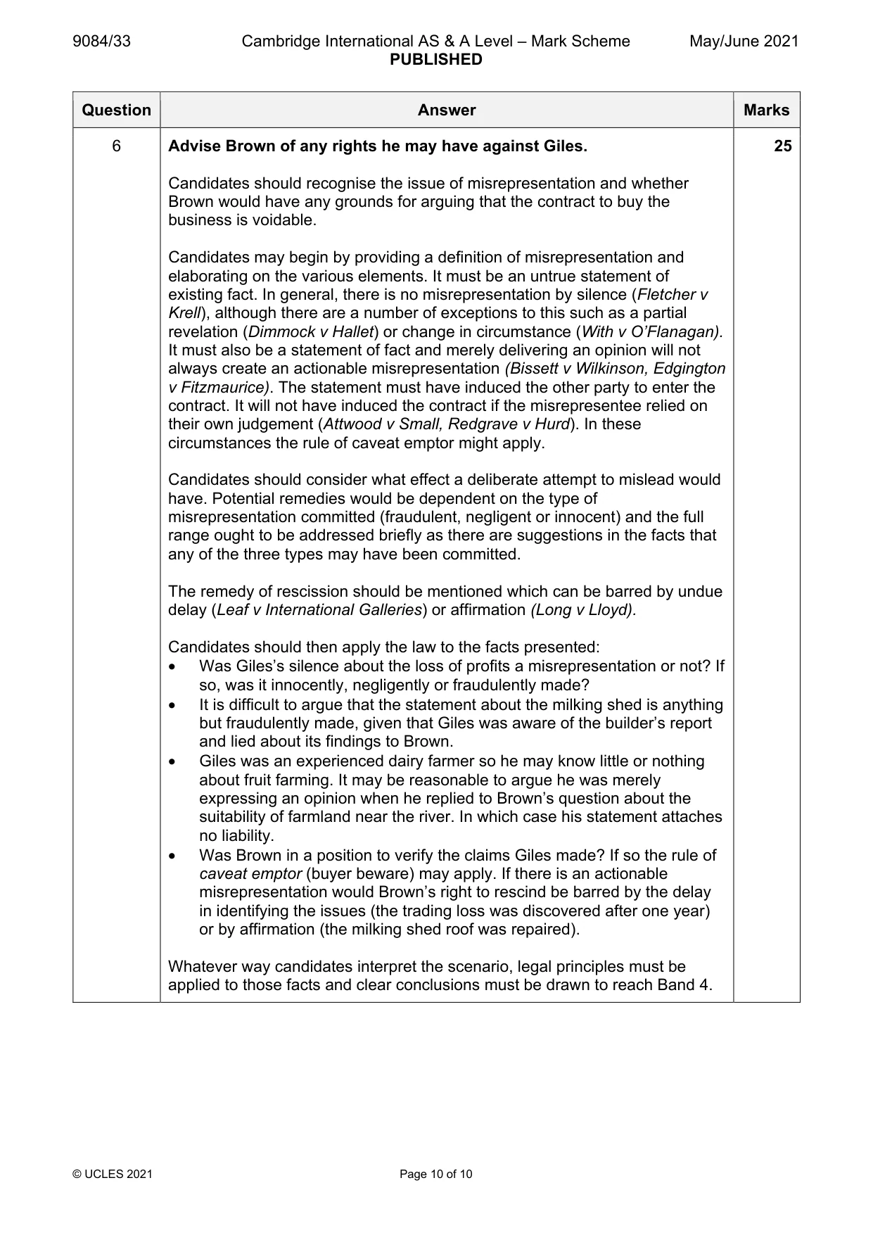 Mark scheme, page 10 of 10