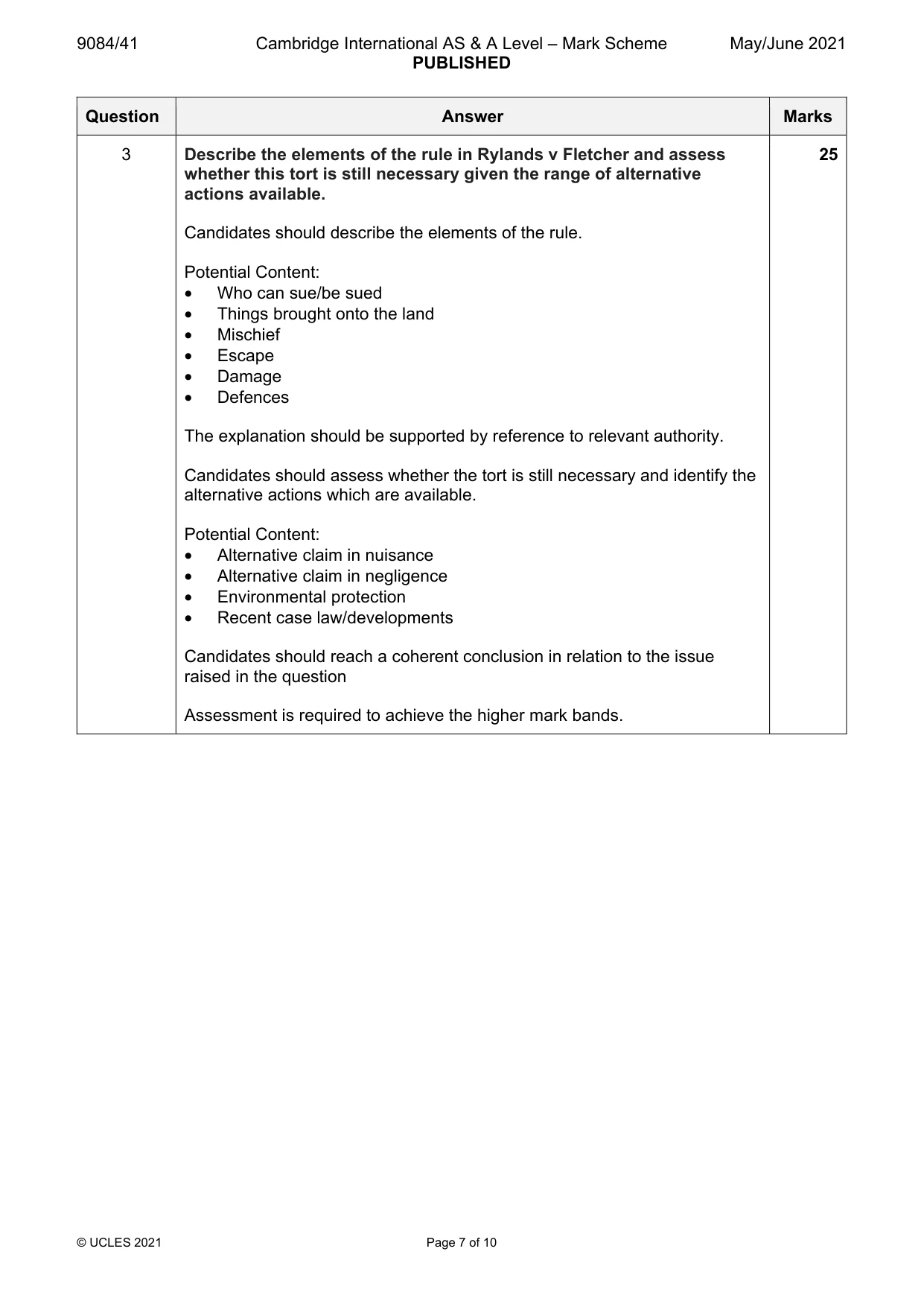 Mark scheme, page 7 of 10