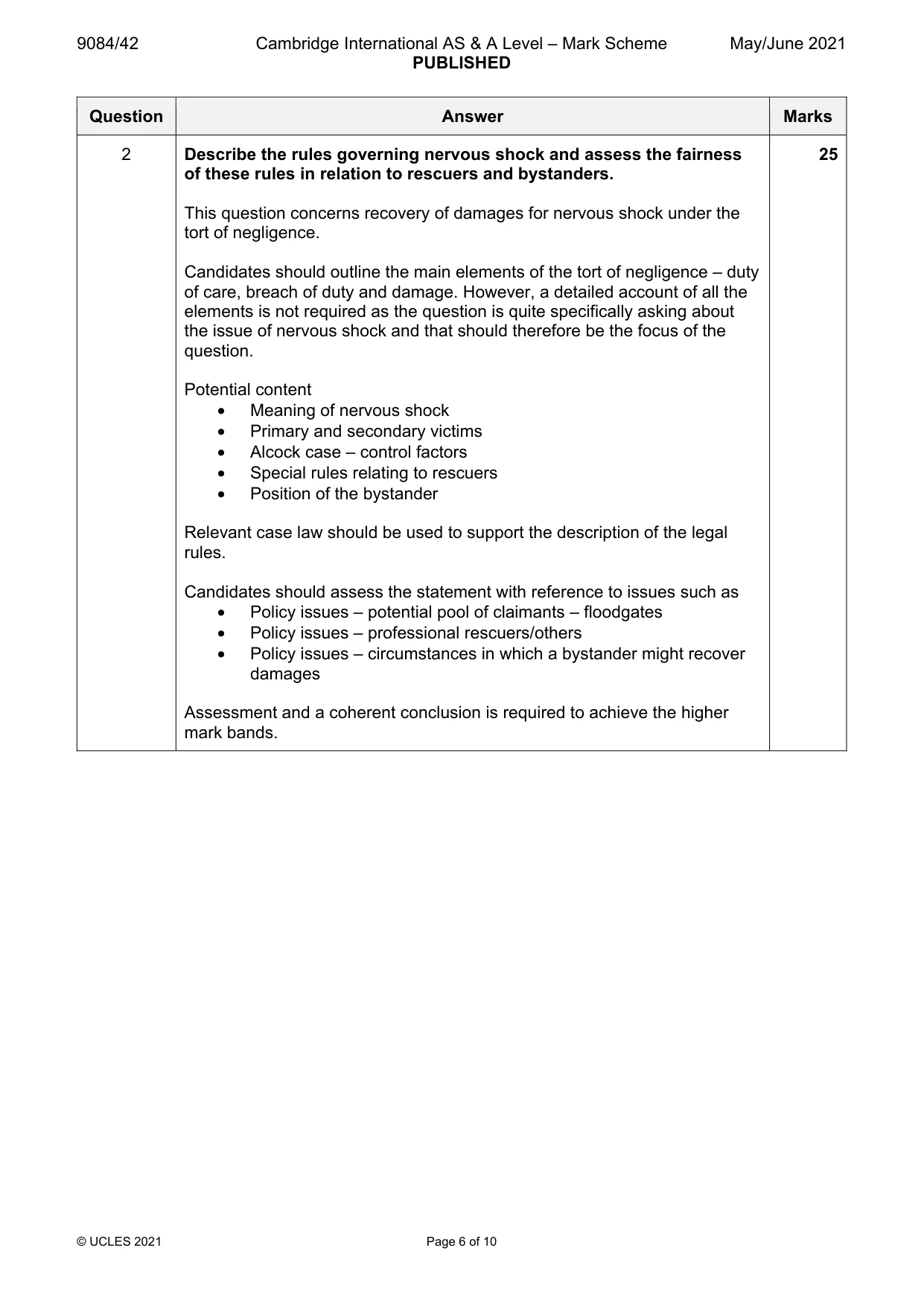 Mark scheme, page 6 of 10