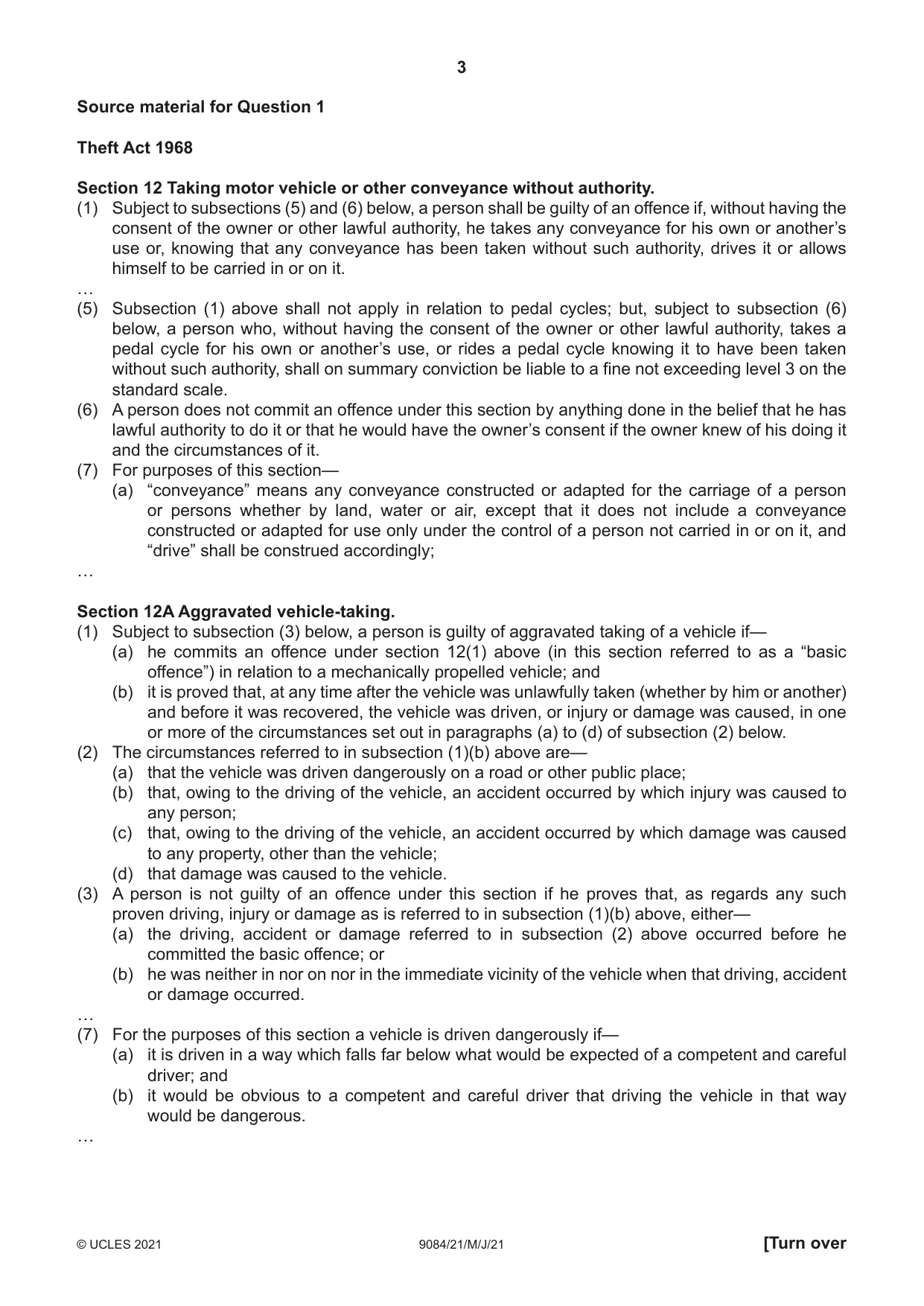 Cambridge A Level Law 9084 2021 May/June Paper 2 · Variant 1 question paper, page 3 of 8