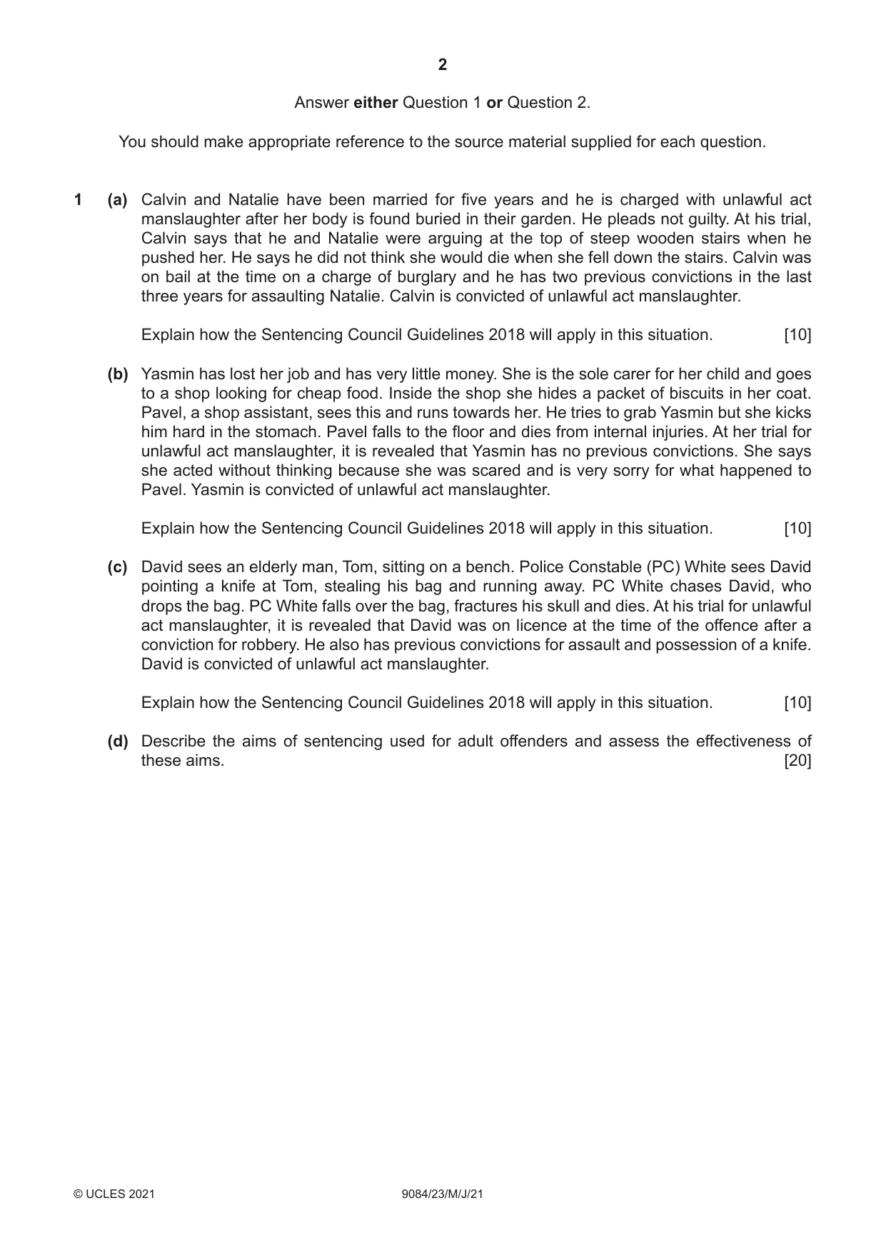 Cambridge A Level Law 9084 2021 May/June Paper 2 · Variant 3 question paper, page 2 of 8