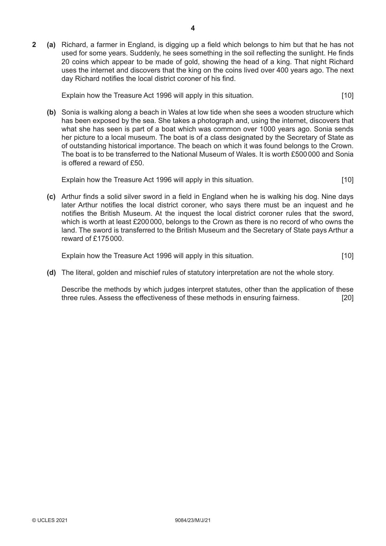 Cambridge A Level Law 9084 2021 May/June Paper 2 · Variant 3 question paper, page 4 of 8