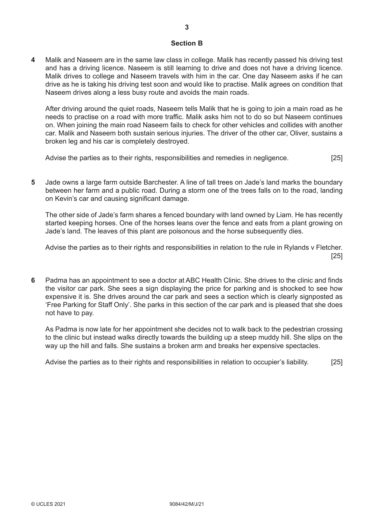 Cambridge A Level Law 9084 2021 May/June Paper 4 · Variant 2 question paper, page 3 of 4