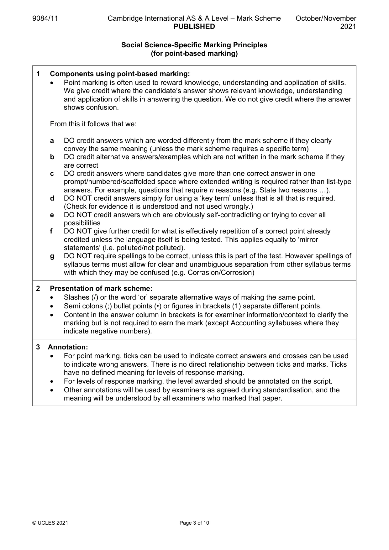 Mark scheme, page 3 of 10