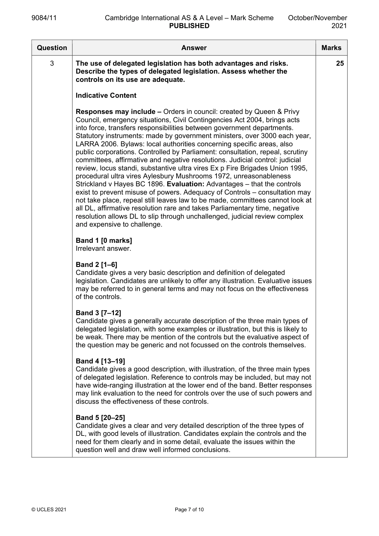Mark scheme, page 7 of 10
