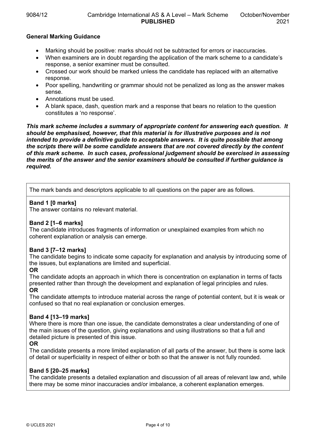 Mark scheme, page 4 of 10