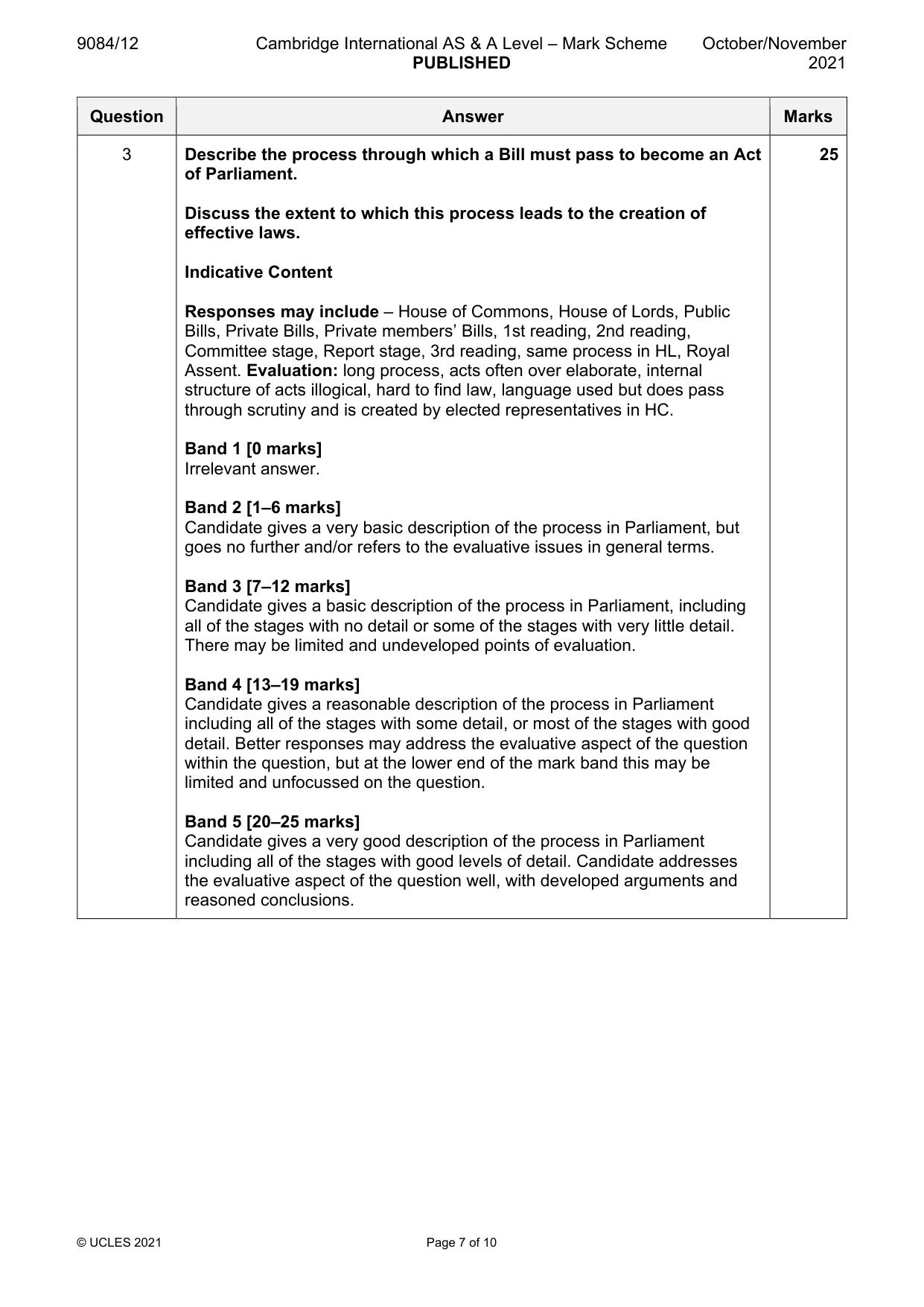 Mark scheme, page 7 of 10
