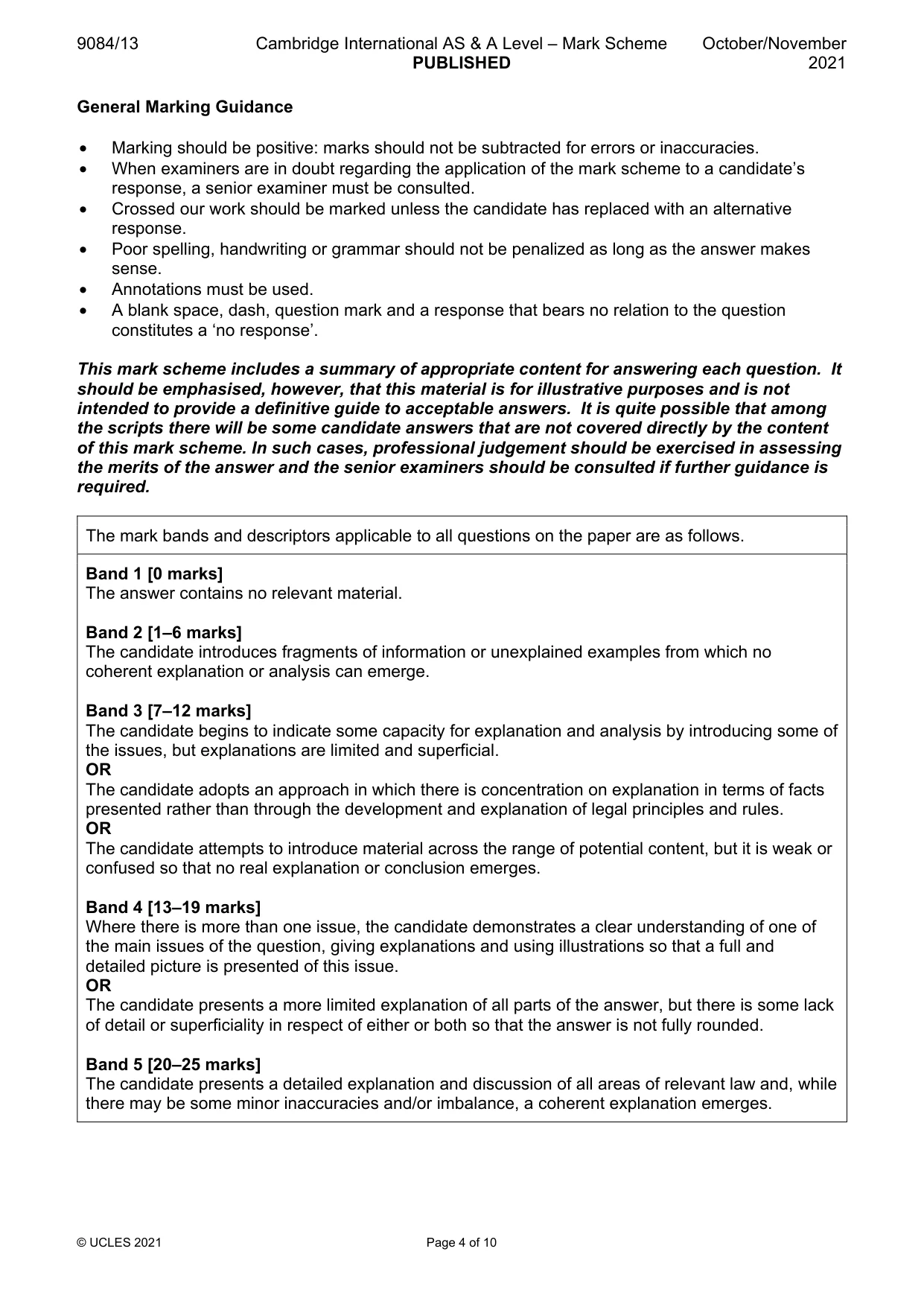 Mark scheme, page 4 of 10