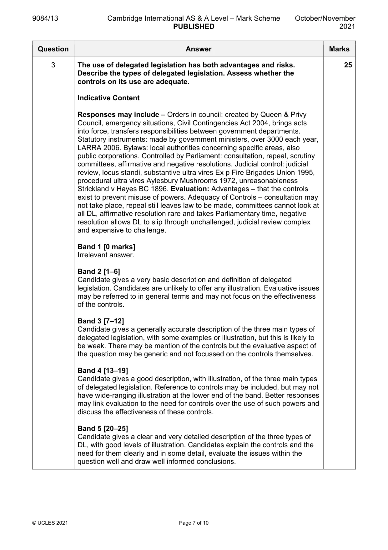 Mark scheme, page 7 of 10