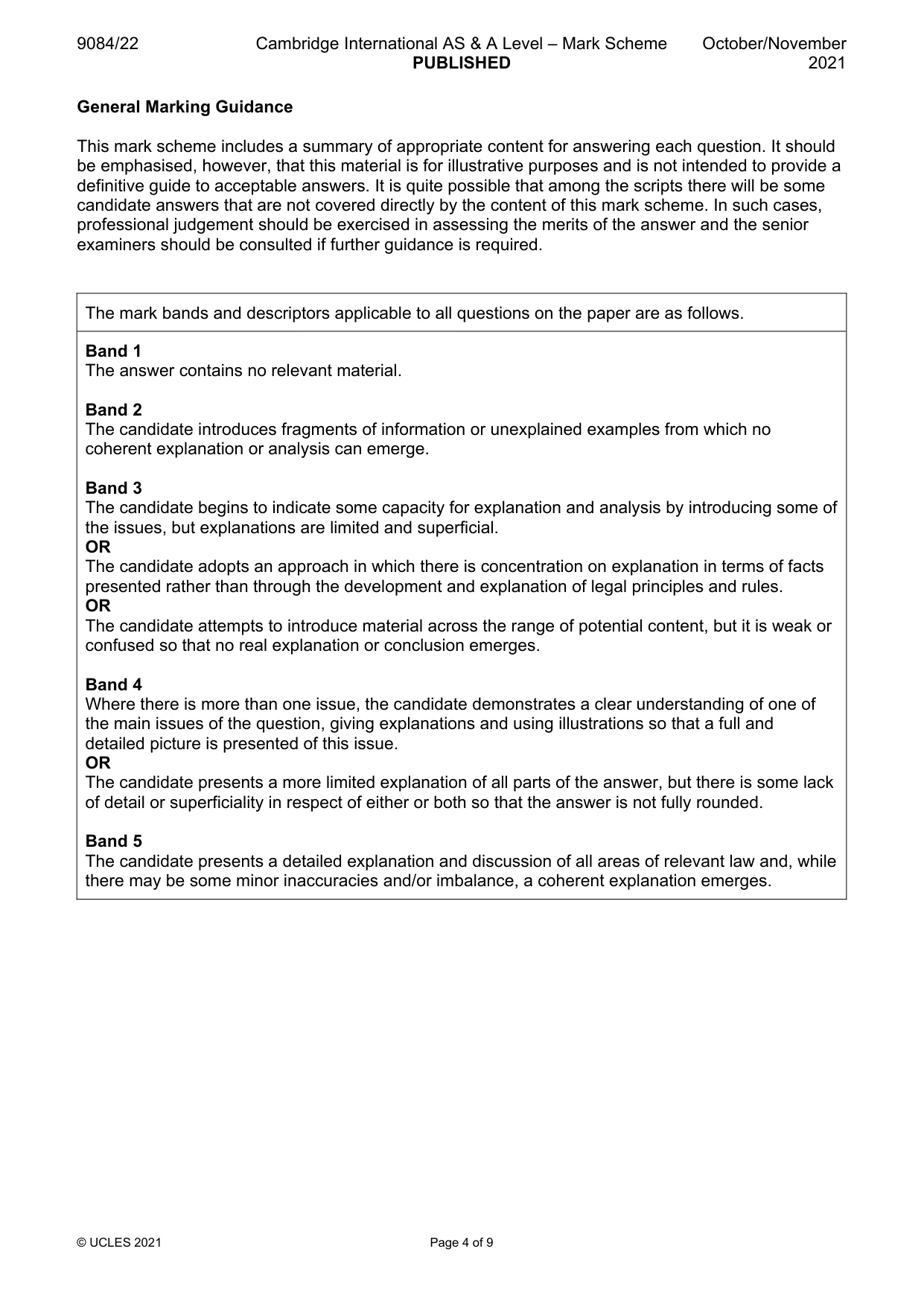 Mark scheme, page 4 of 9