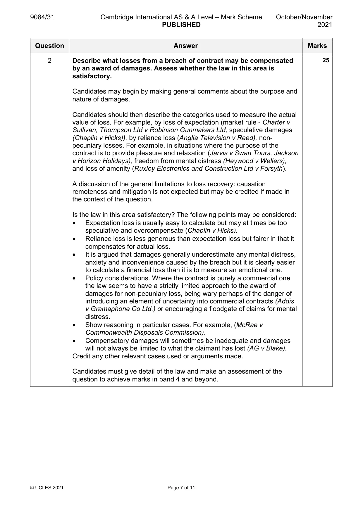 Mark scheme, page 7 of 11
