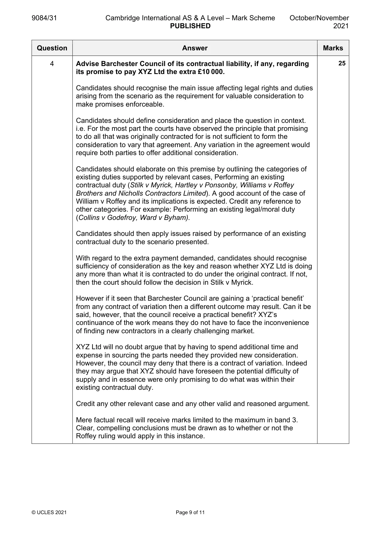 Mark scheme, page 9 of 11