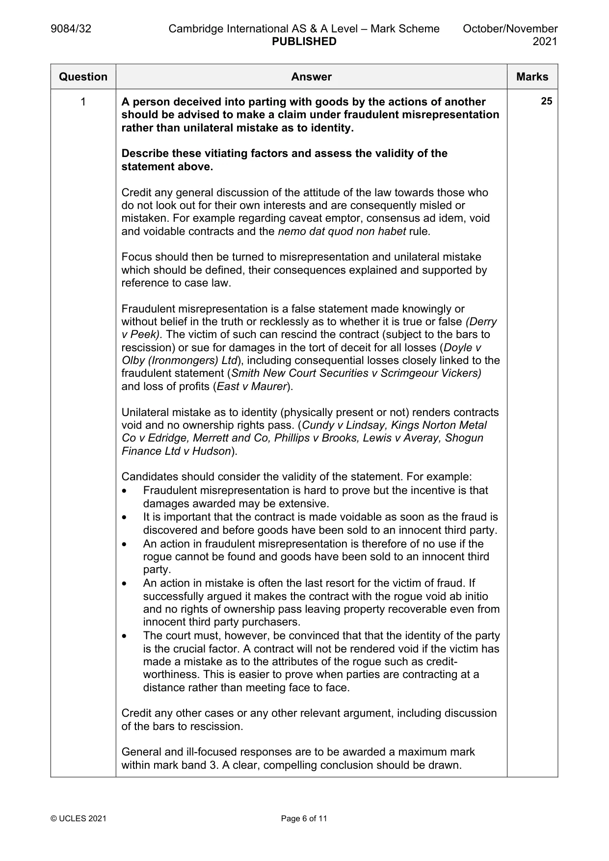 Mark scheme, page 6 of 11