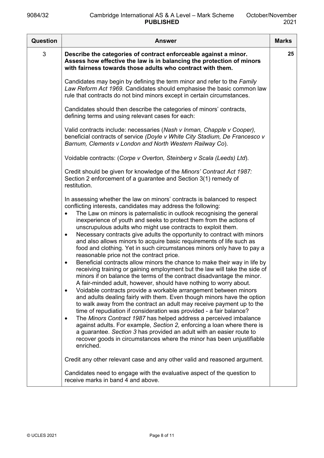 Mark scheme, page 8 of 11