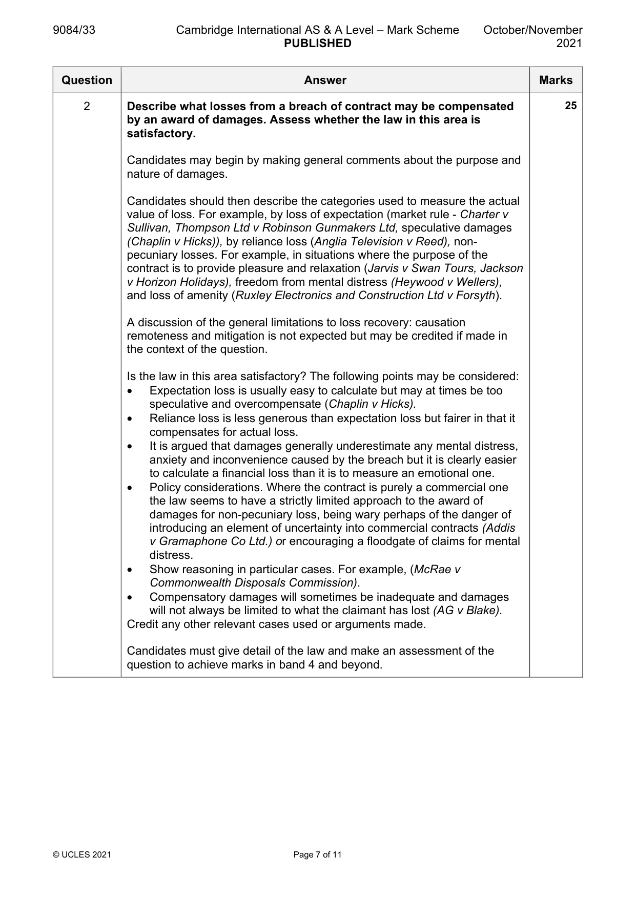 Mark scheme, page 7 of 11